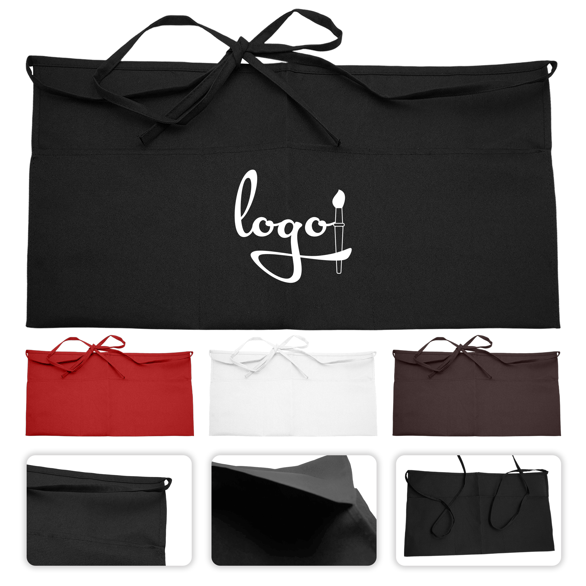 Waist Half Short Server Apron with Pockets