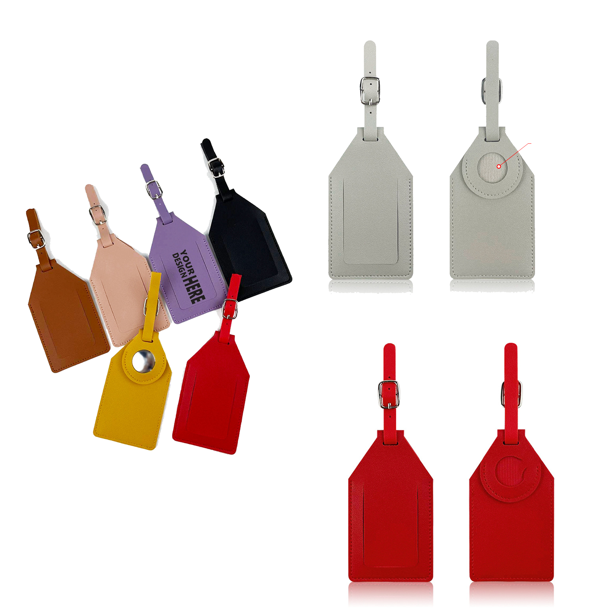 PU Leather Luggage Tag With Tracker Holderr 3