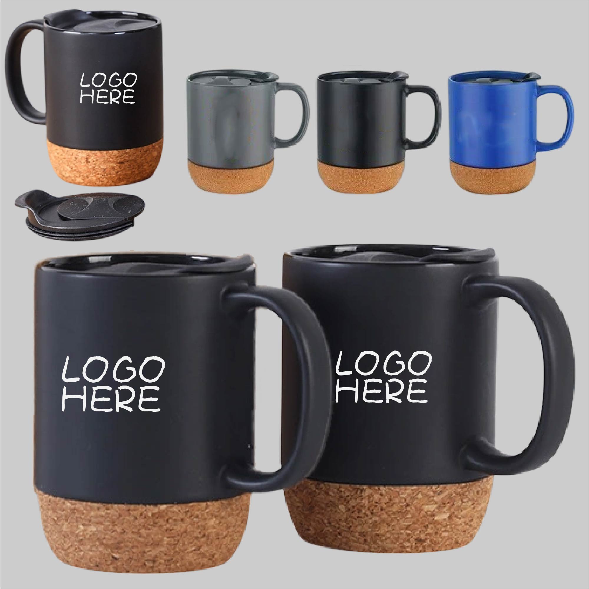 Cork Bottom Ceramic Mug with Lid and Handle