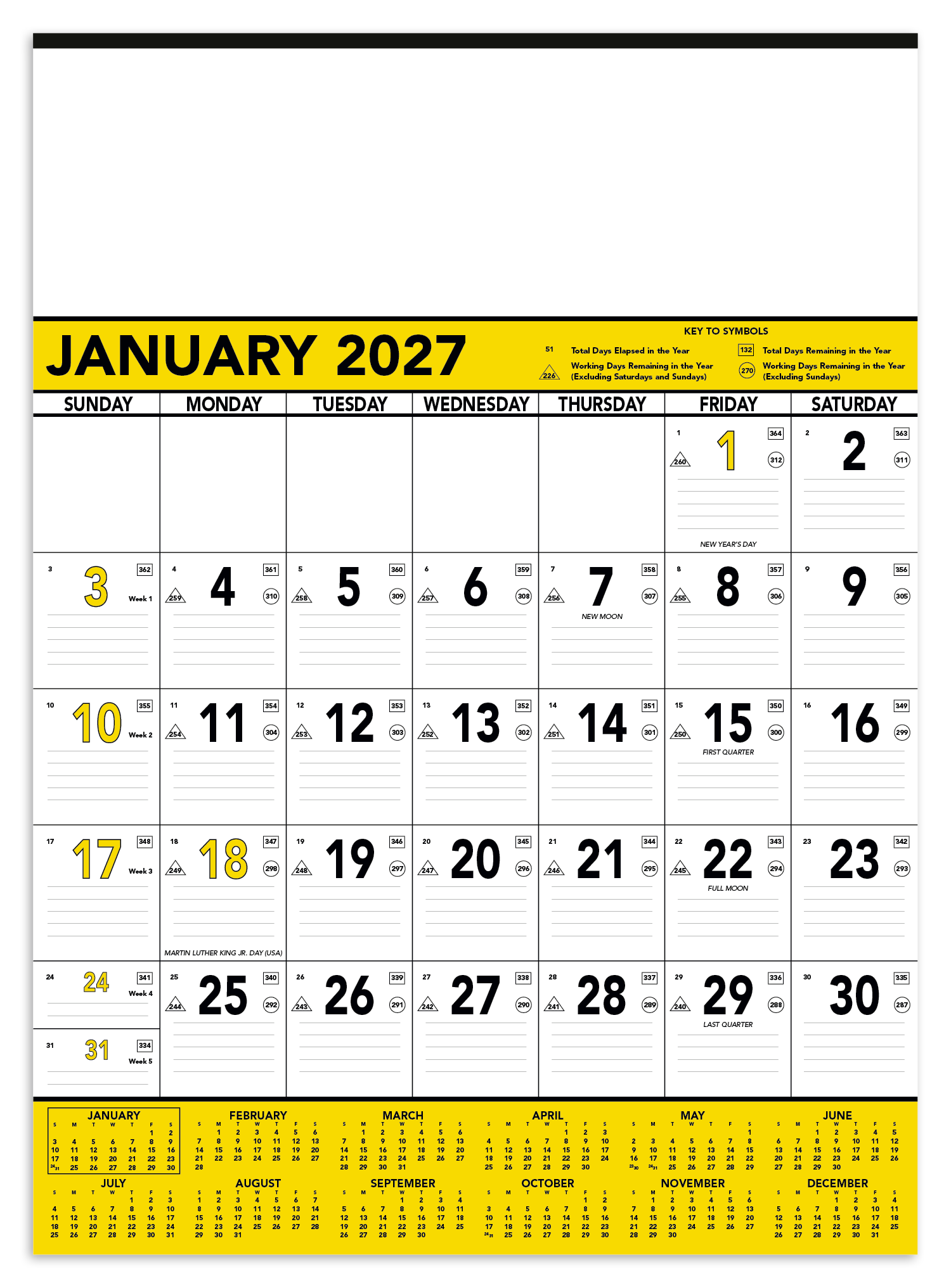 Triumph Calendars Yellow & Black Contractor Memo Calendar