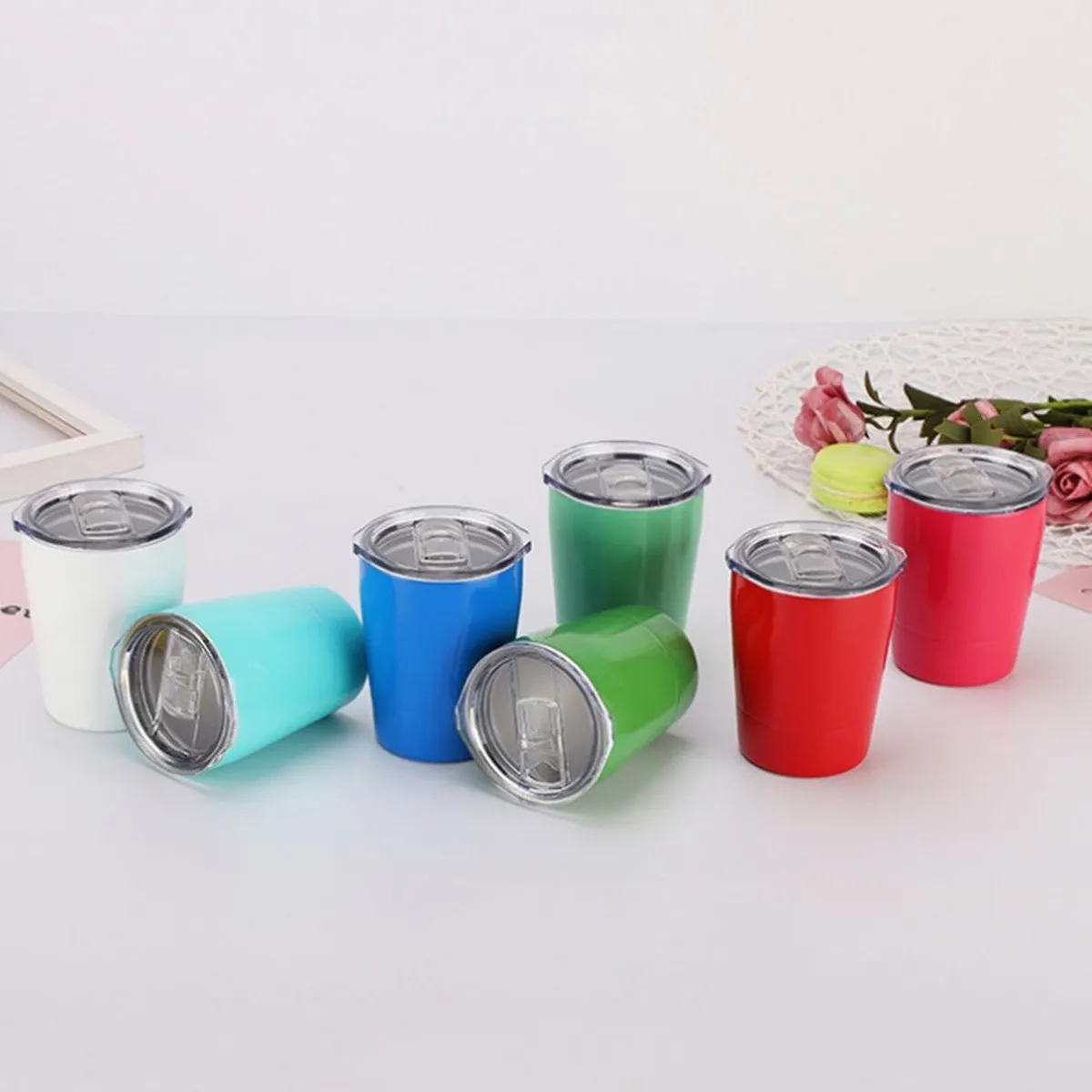 8 Oz Coffee Tumbler Stainless Steel Kids Milk Mug With Lid