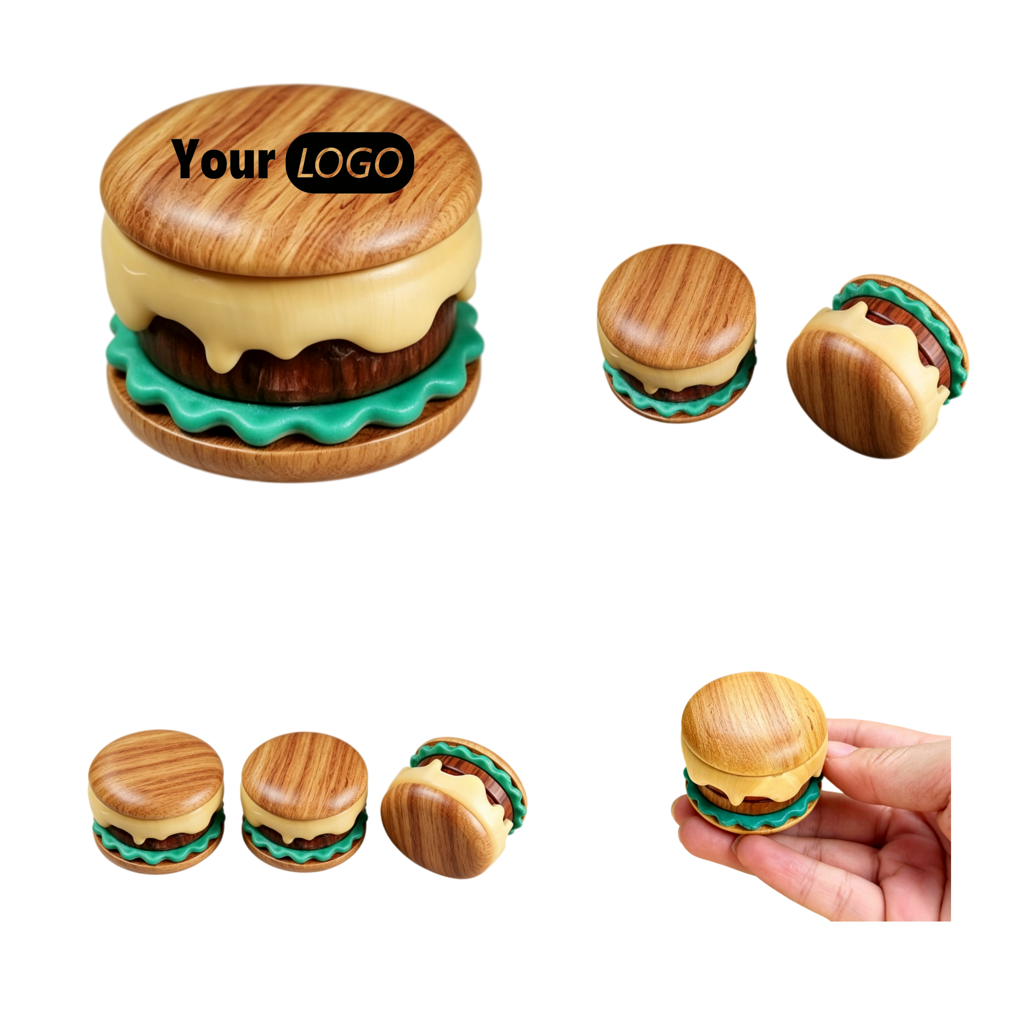 Personalized Wooden Burger Fidget Toy 2