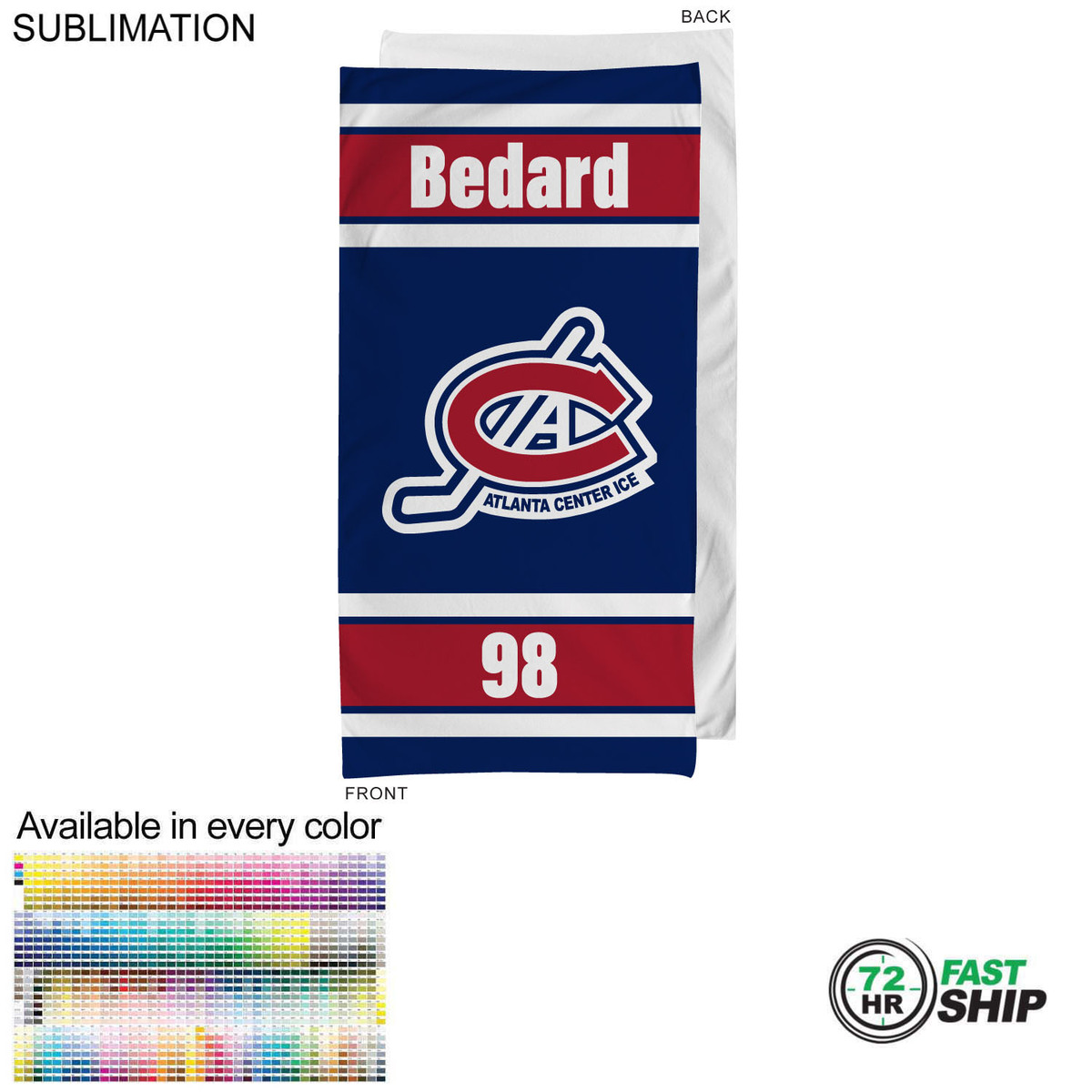 fiel 72 Hr Fast Ship - Team Towel in HEAVIEST Plush and Soft Velour Terry Cotton Blend 30x60 Sublimated #SU699-10