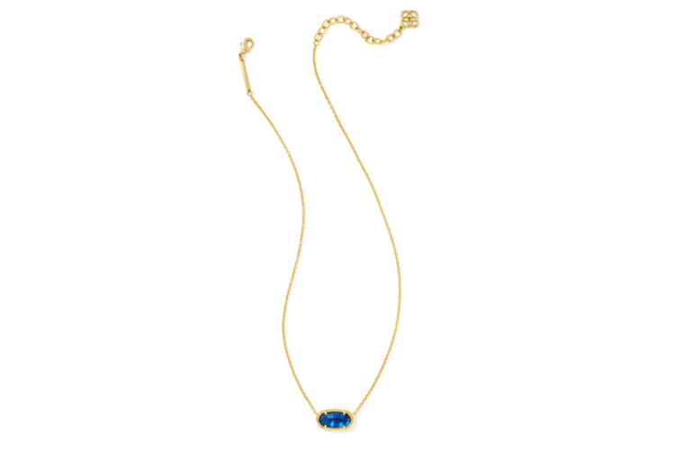 Kendra Scott Elisa Gold Short Pendant Necklace in Navy Abalone 2