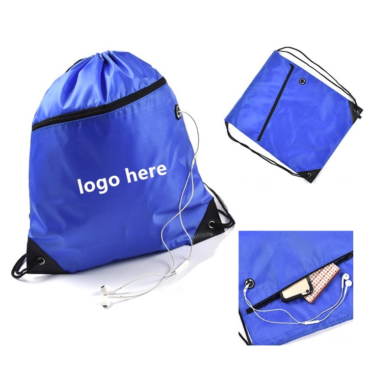 Sports Drawstring Backpack with Front Zipper Pocket DJE007 Think