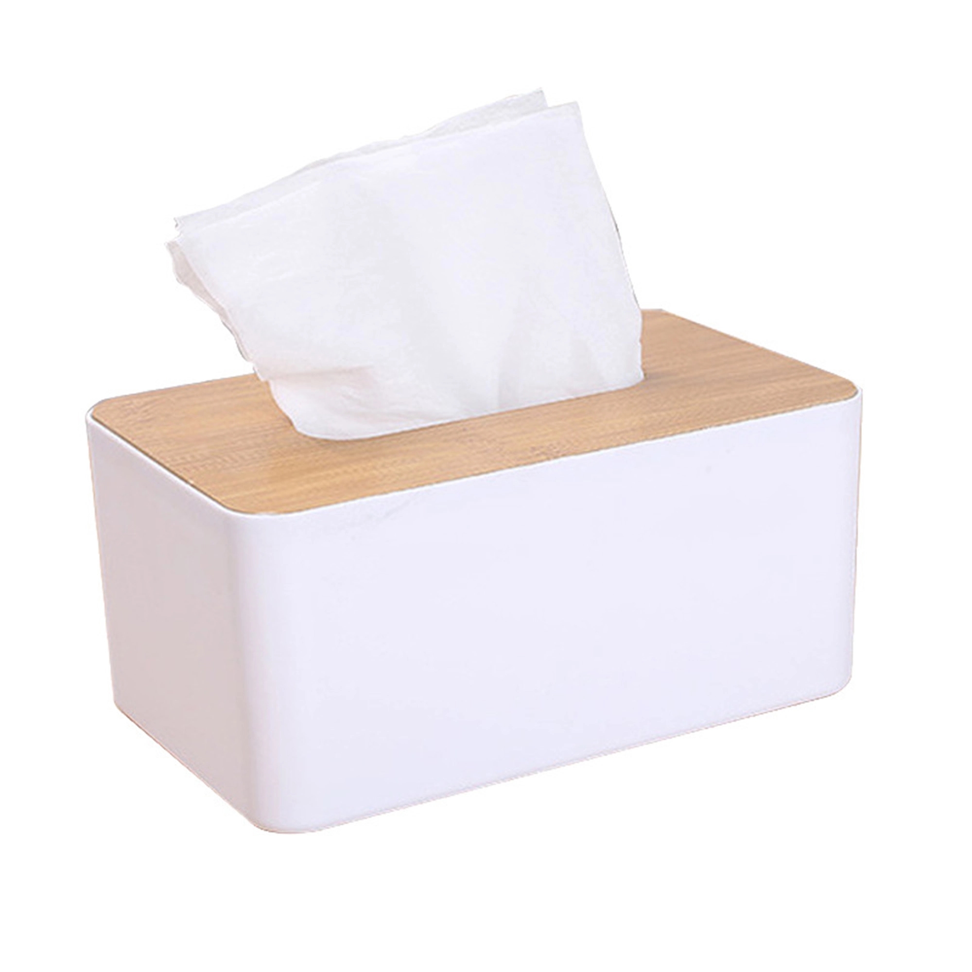 Reusable PP Tissues Box Wood Cover 6