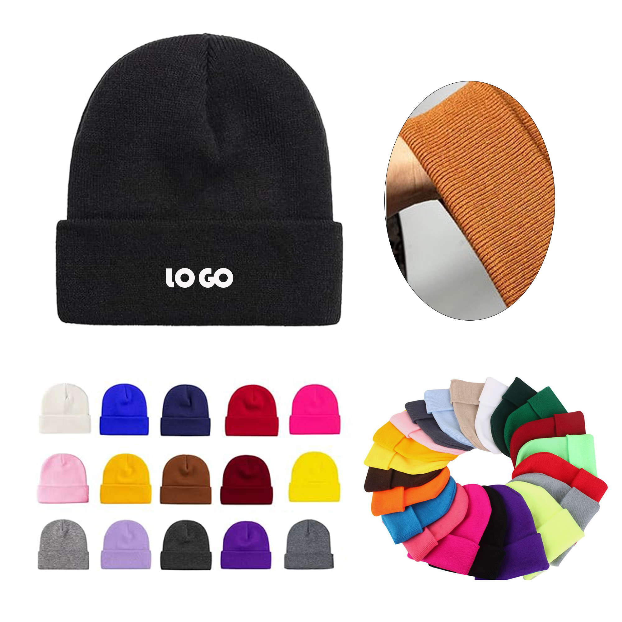 Adult Embroidered Knitted Hat Warm Winter Hat