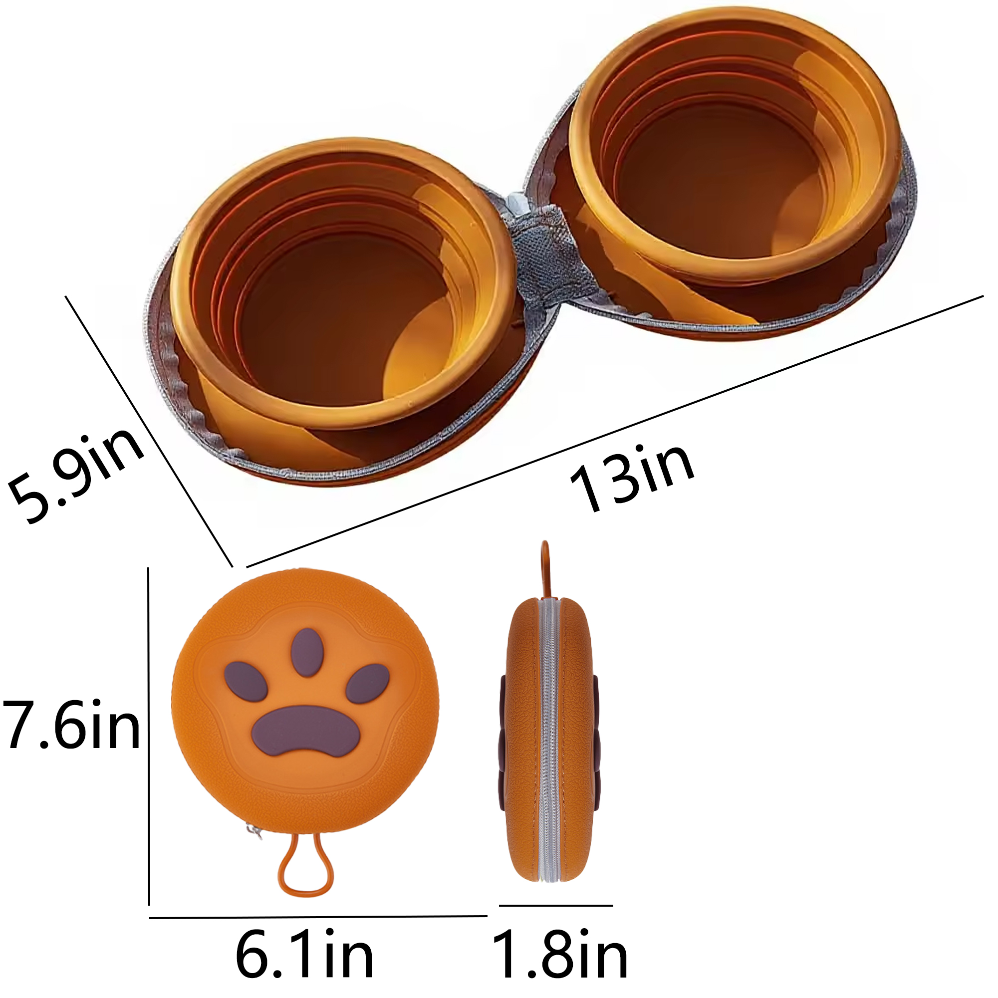 MOQ 5 Piece Dual Compartment Folding Silicone Pet Bowl 5