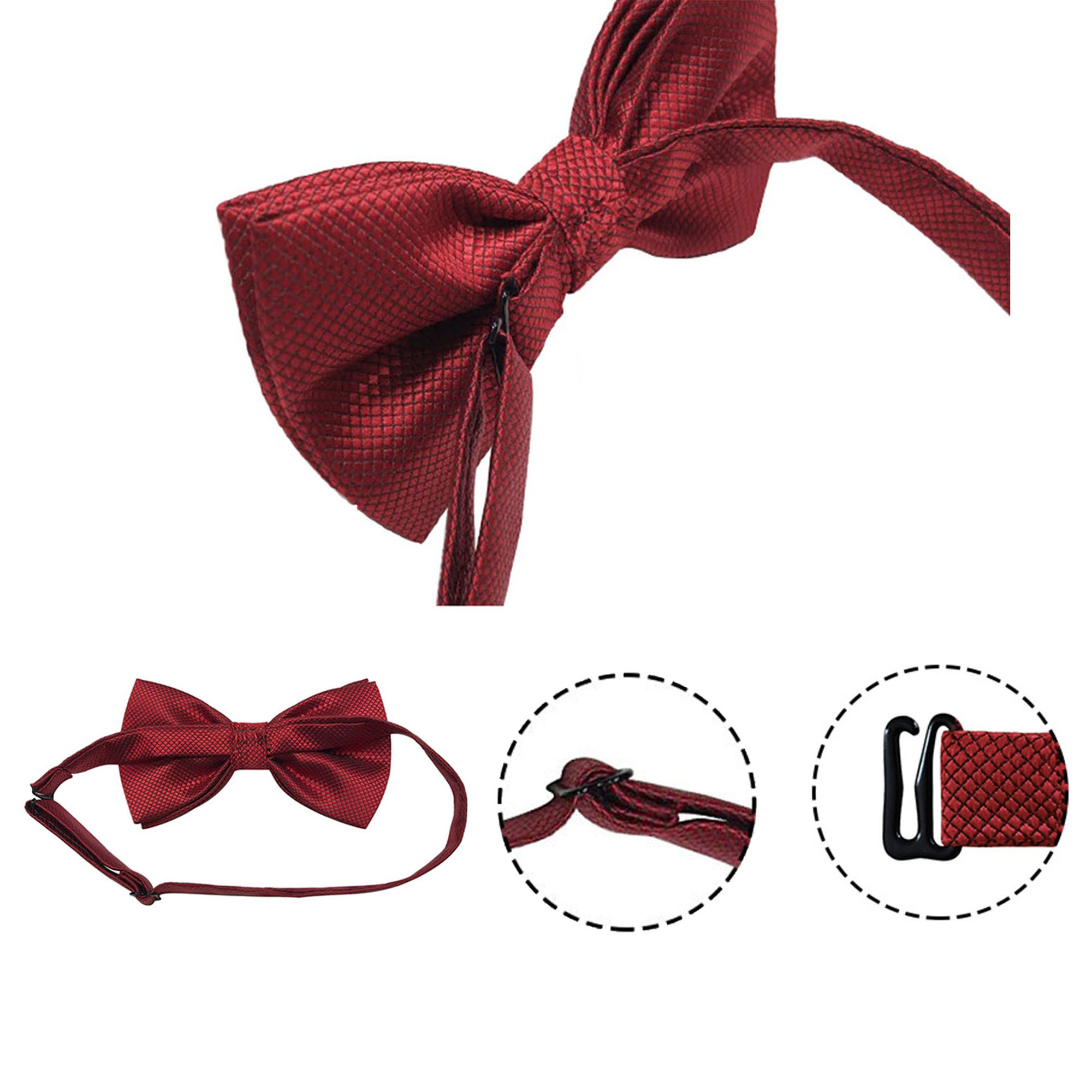 Adjustable Neck Band Pre-tied Bow Ties Formal Bowtie Set 4