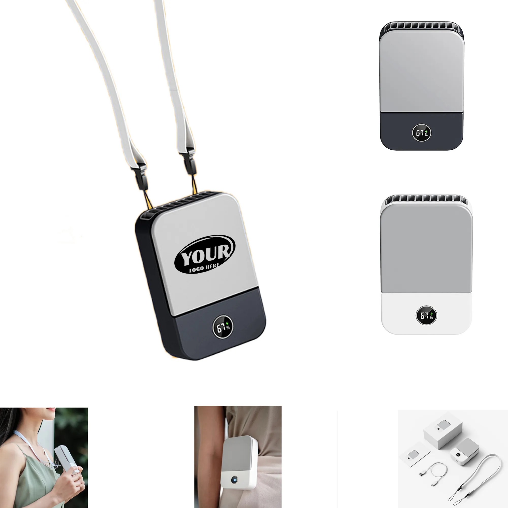 Portable Mini Hanging Neck Fan with Adjustable Lanyard and B 4