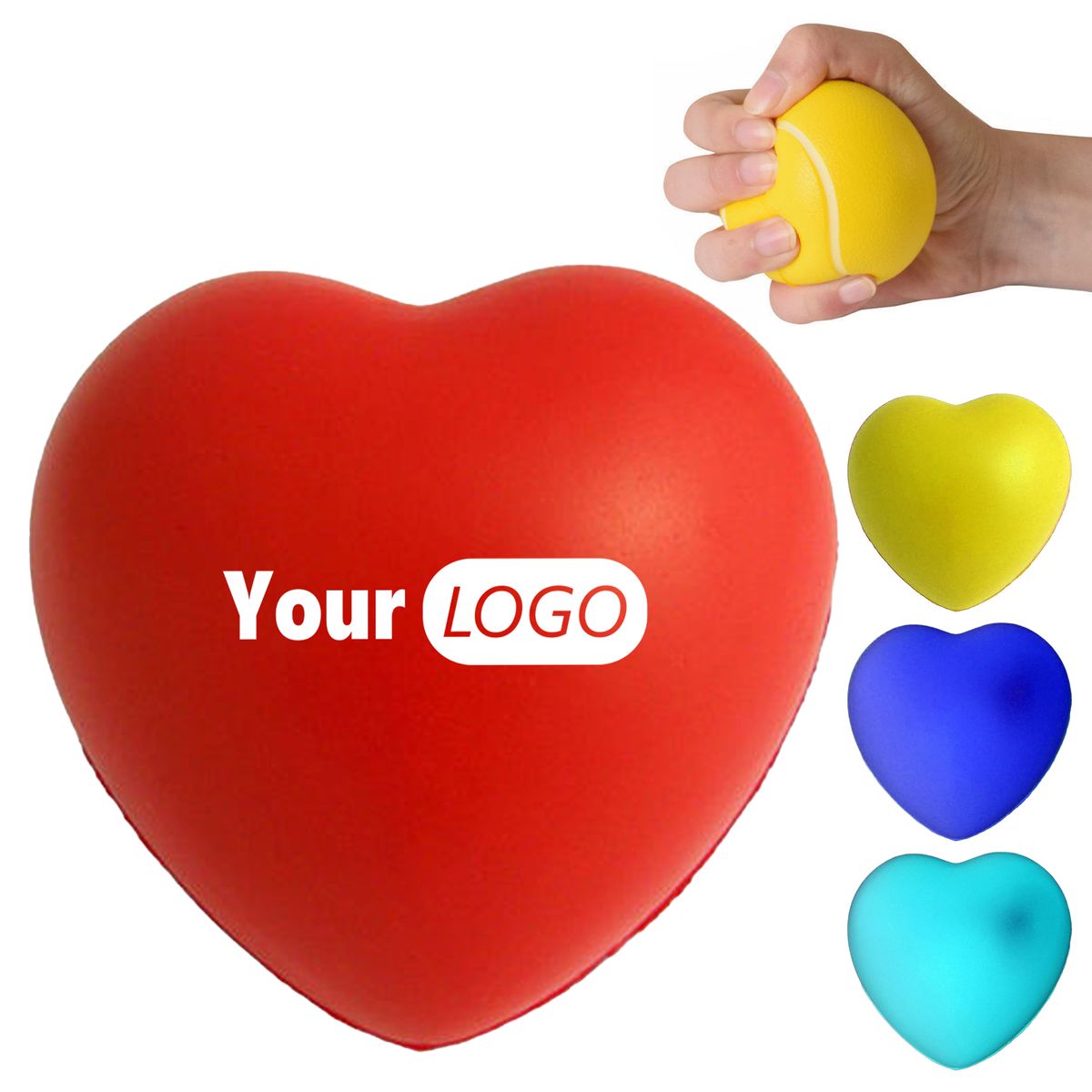 Pu Custom Heart Stress Ball For Relaxation And Branding