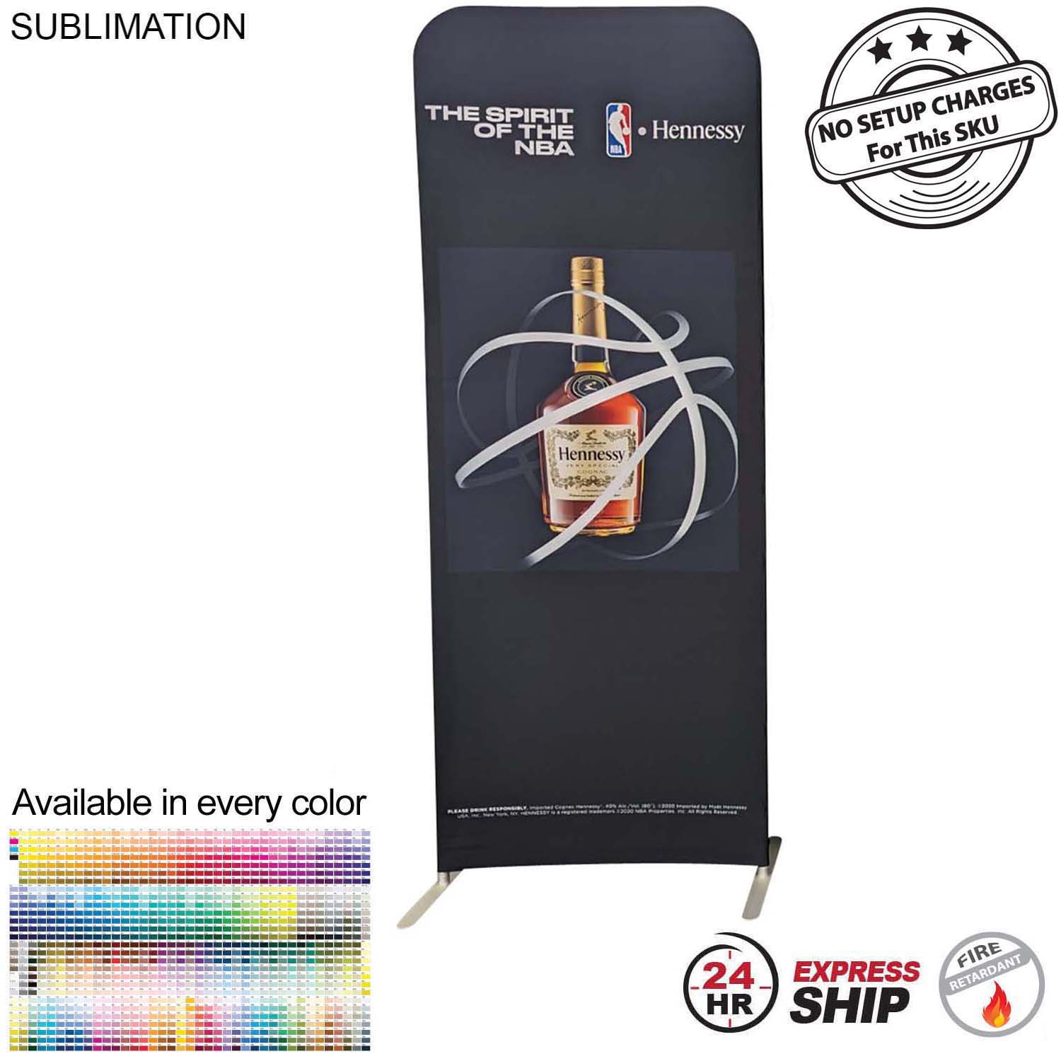 24 Hr Express Ship - 3'W x 96"H EuroFit Tension Fabric Banner Display Kit, Graphics Double Sided 20