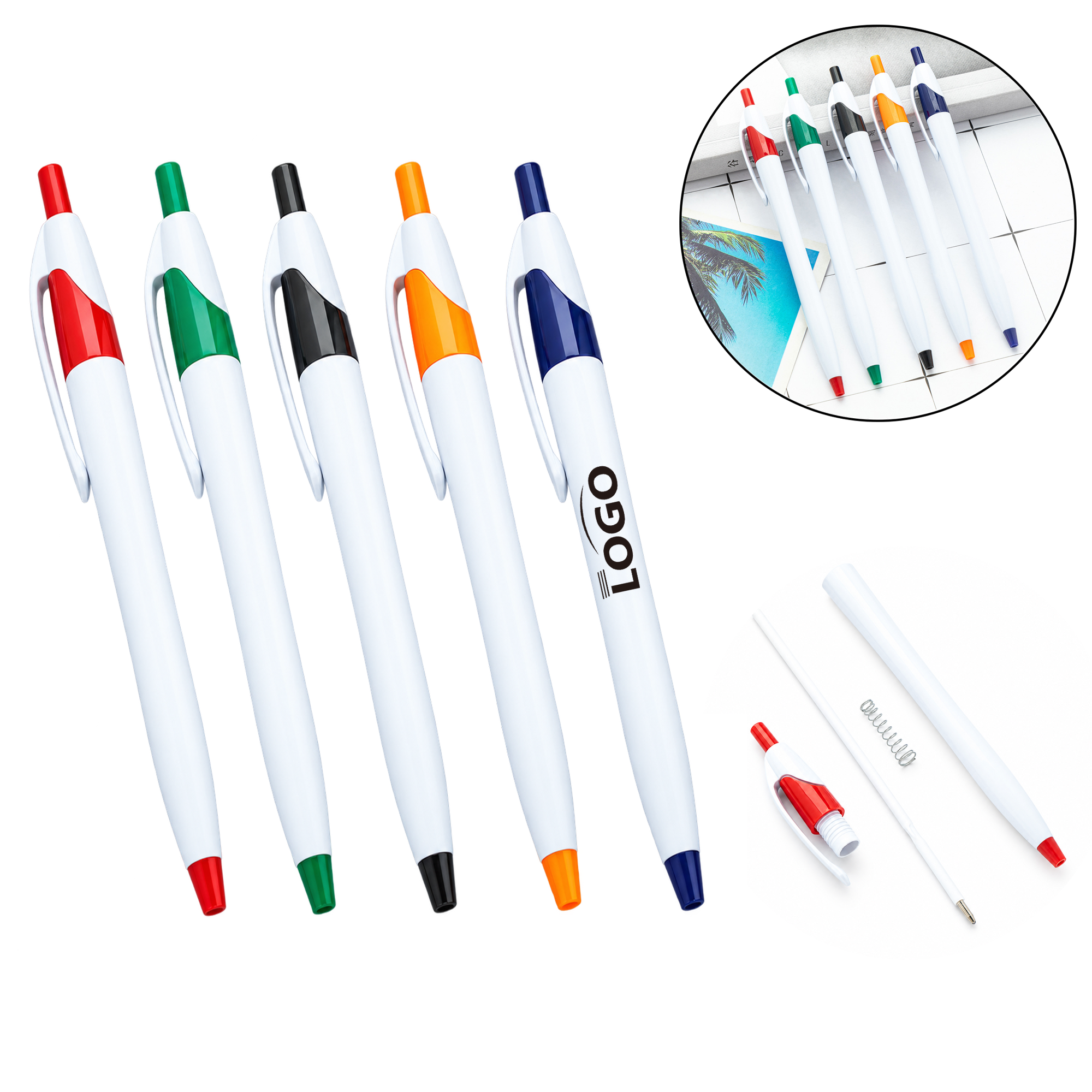 Custom Plastic Retractable Ballpoint Click Pen, custom pen with logo imprint 2