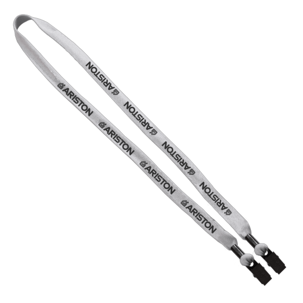 5/8" Double-Ended Polyester Shoelace Lanyard with Metal Crimp and Metal Bulldog Clip