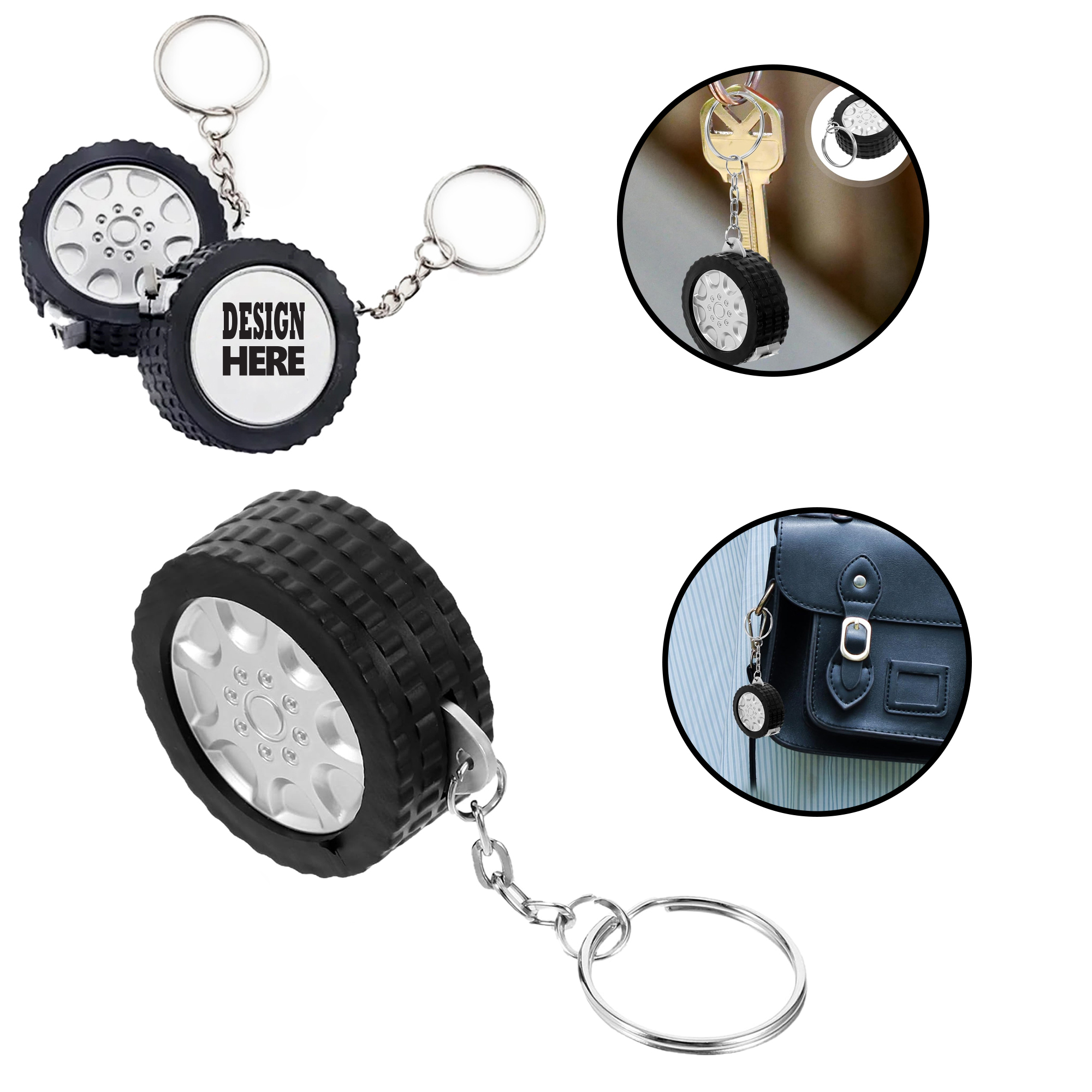 Tire Design Mini Tape Measure Keychain 5