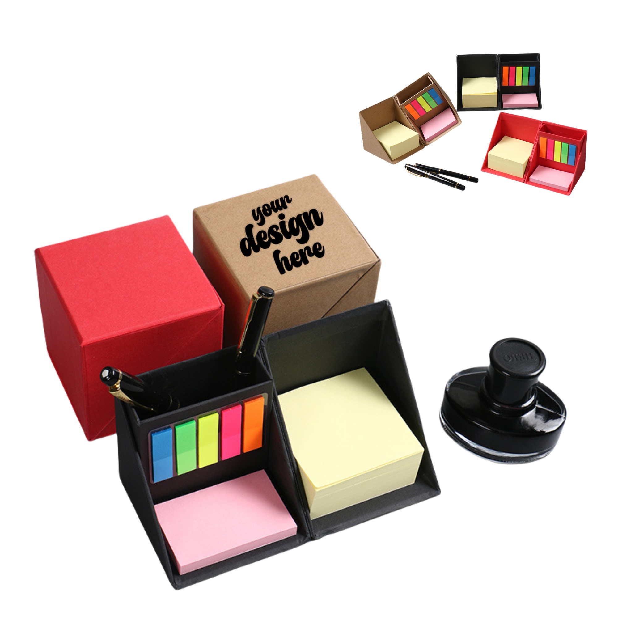 Folding Cube Box Sticky Notes With Pen Holde
