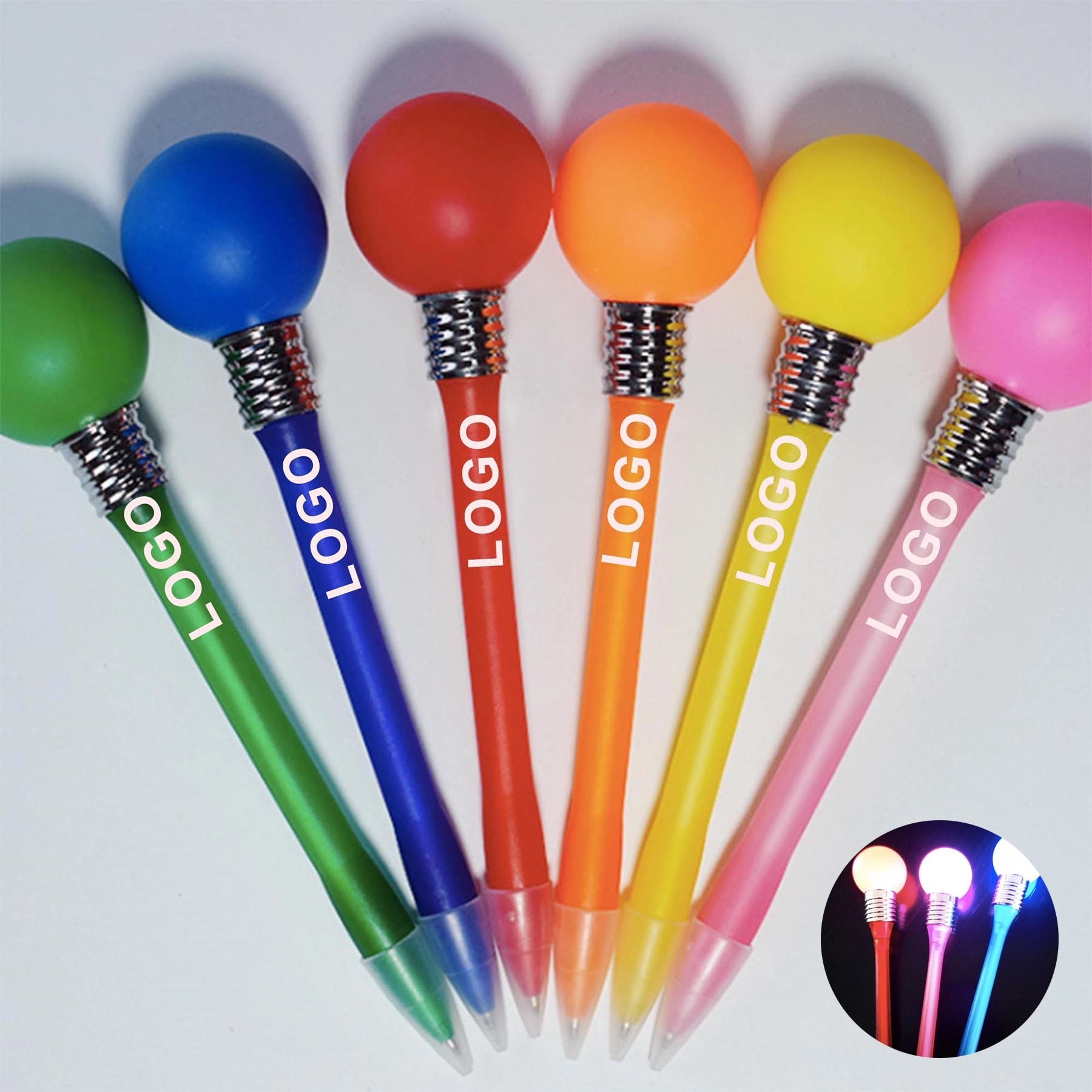 Rainbow LED Light Up Ball Stylus Pen