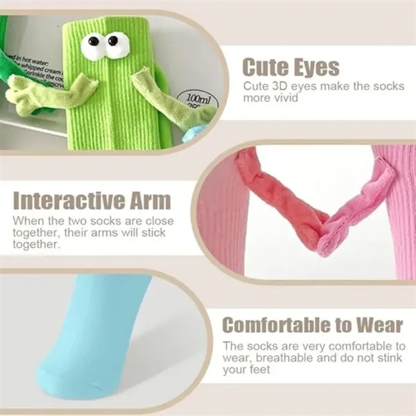 Custom Cotton Hand-Holding Magnetic Socks — Novelty Gift & Couple Bonding Promo 3