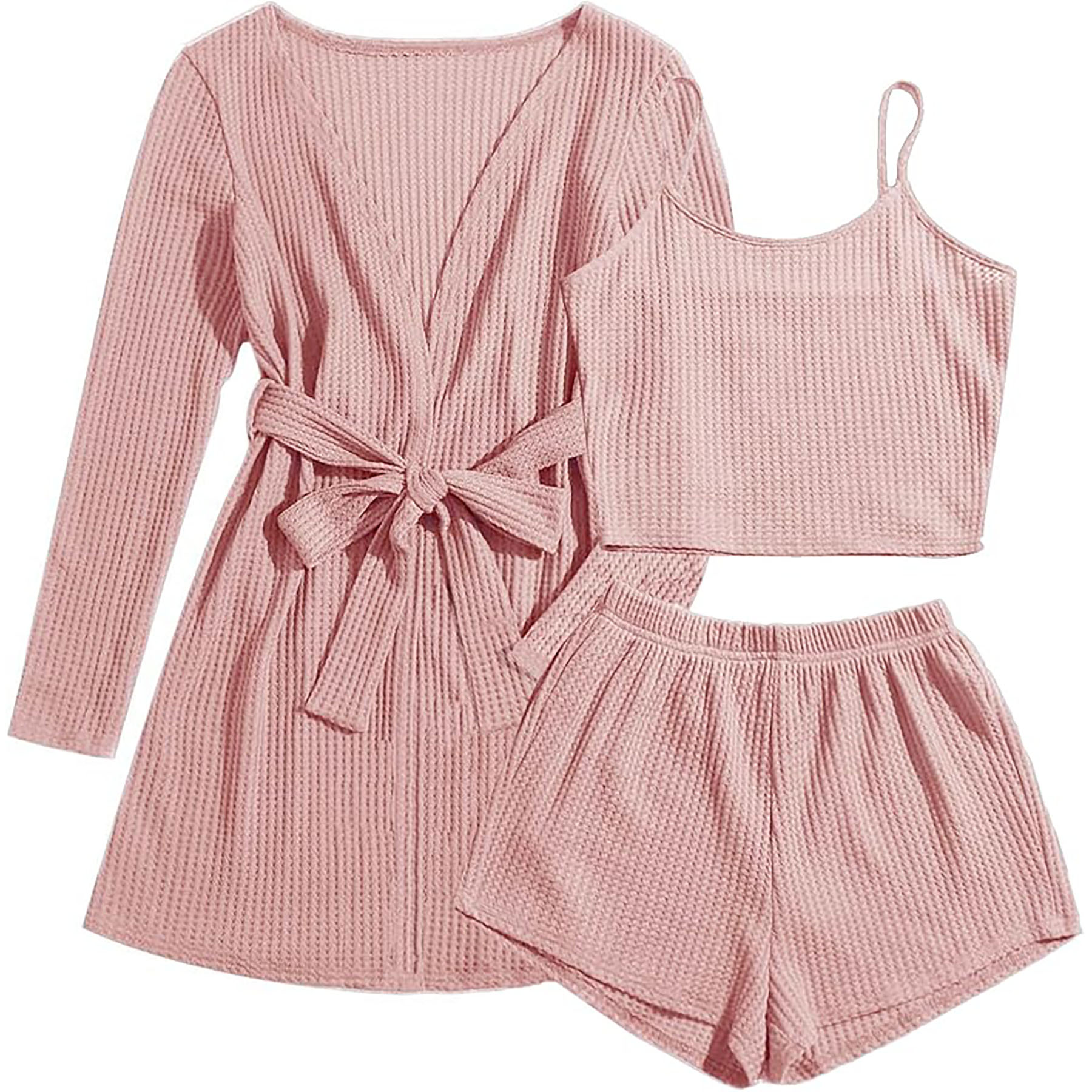  Womens 3 Piece Waffle Knit Pajama 37
