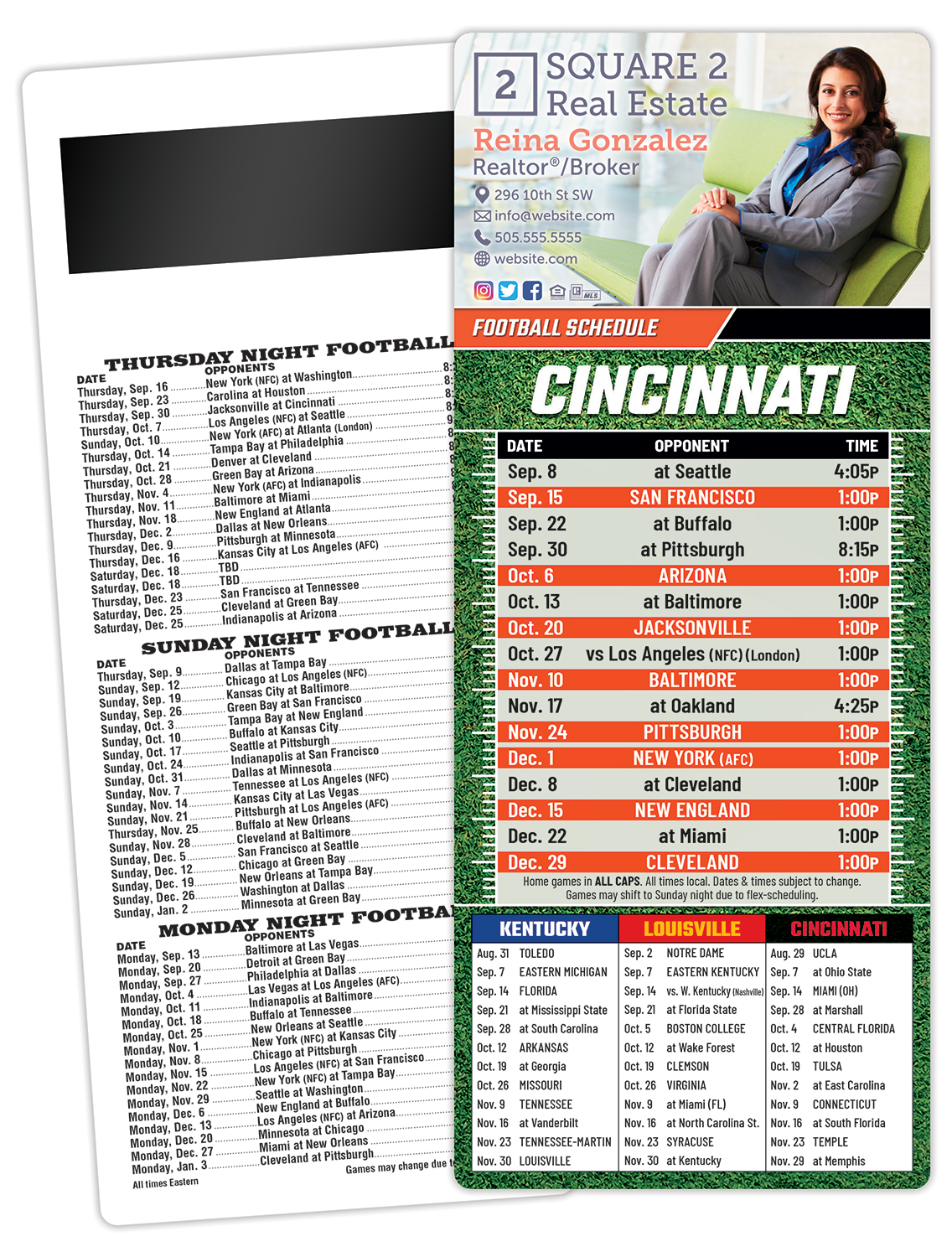 Football Schedule Laminated Card/Postcard with Magnet Strip 3.5x8.5 - 14 pt.