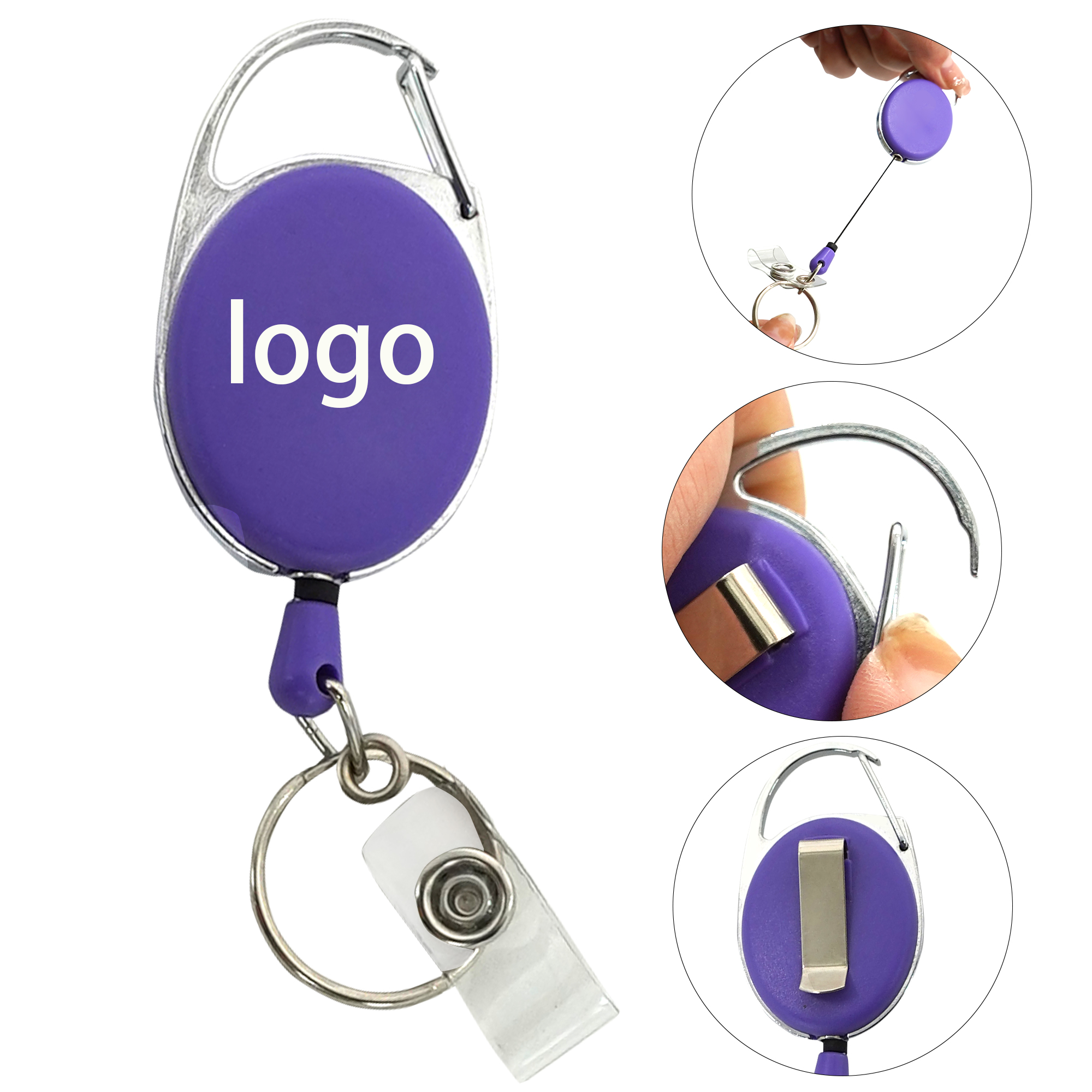Oval Shape Retractable Badge Holder with Clip