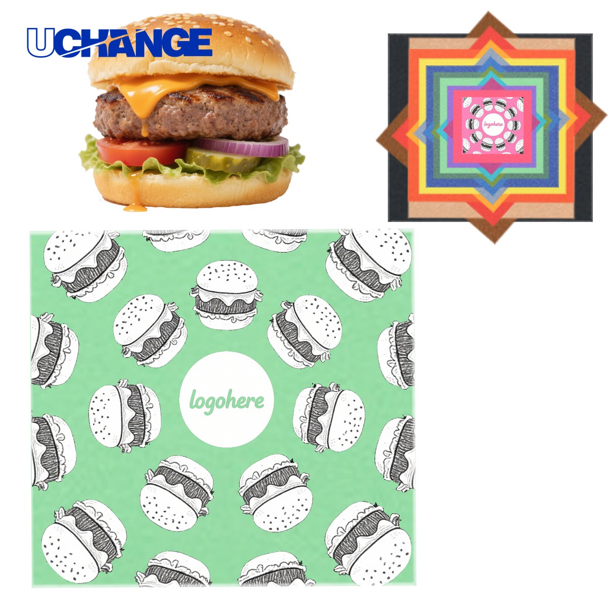 Colored Custom Printed Burger Wrapping Paper