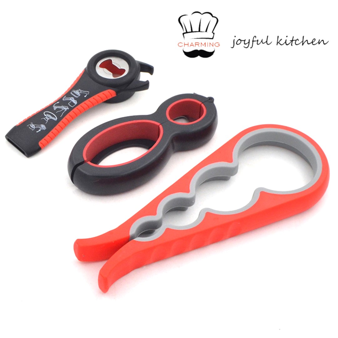 5in 1 Multi Function Can Opener Kit with Silicone Handle