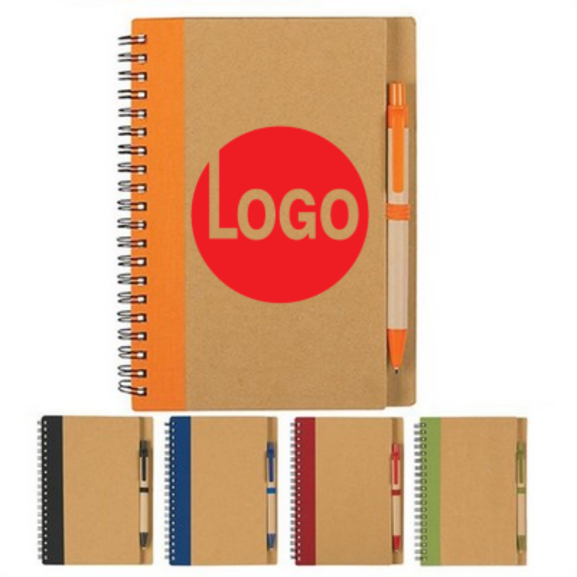 Eco Kraft Spiral Notebook w/Pen