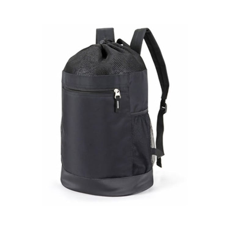 19" Drawstring Backpacks - Black Mesh/Microfiber 3