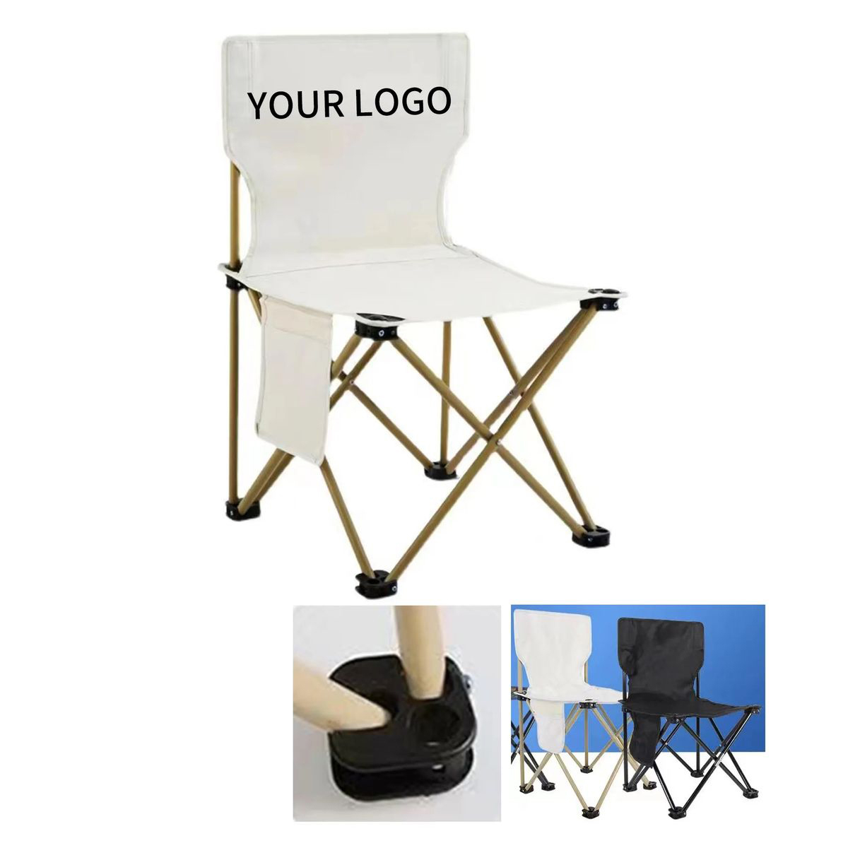 Folding Outdoor Chair with Storage Pockets and Bag