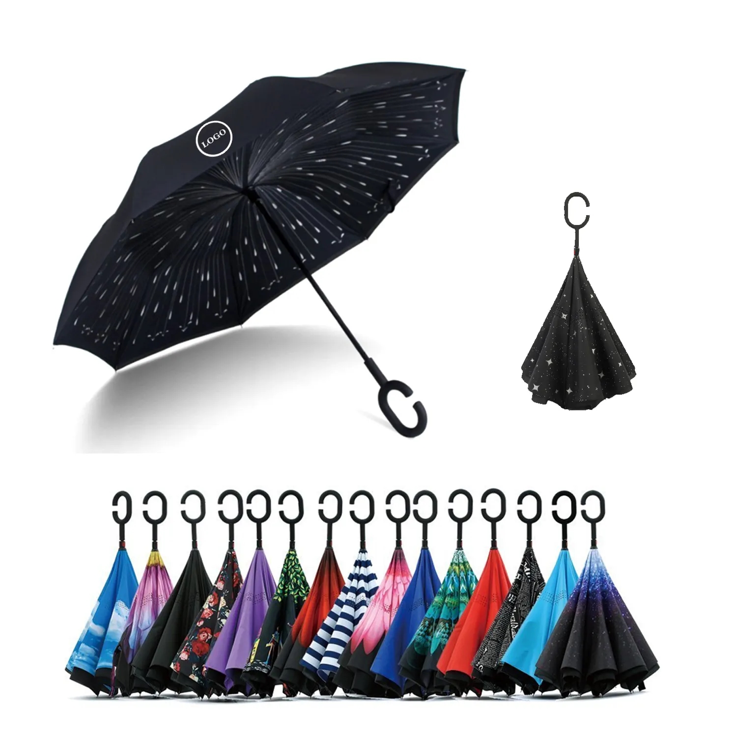 Double Layer Inverted Umbrella With C-Shaped Handle 4