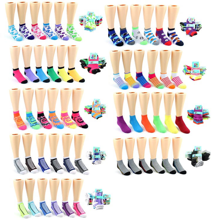 Kids' Novelty Ankle Socks - Assorted Prints & Sizes 3