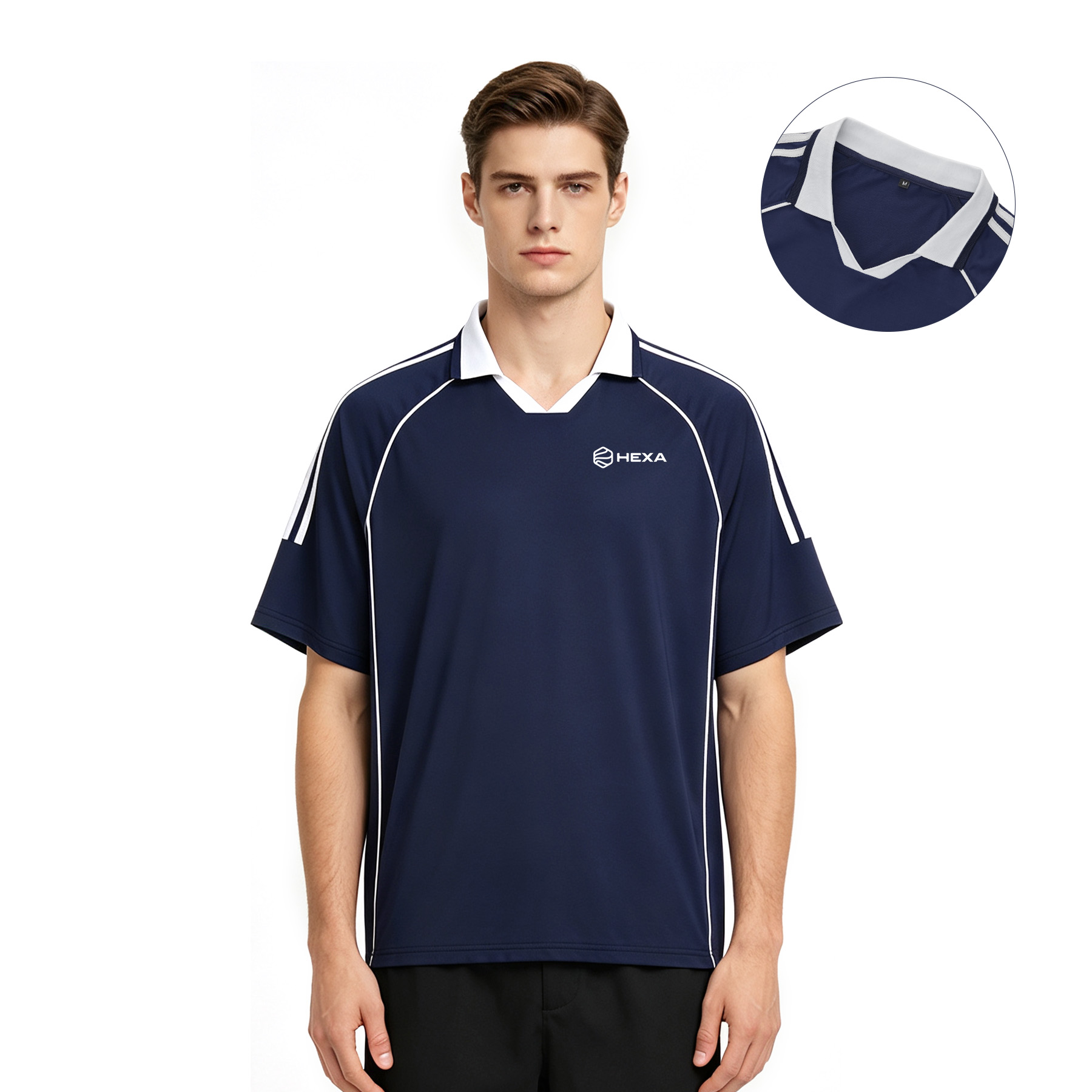 Men's Contrast Piping Performance Shirt With Rib Knit Collar