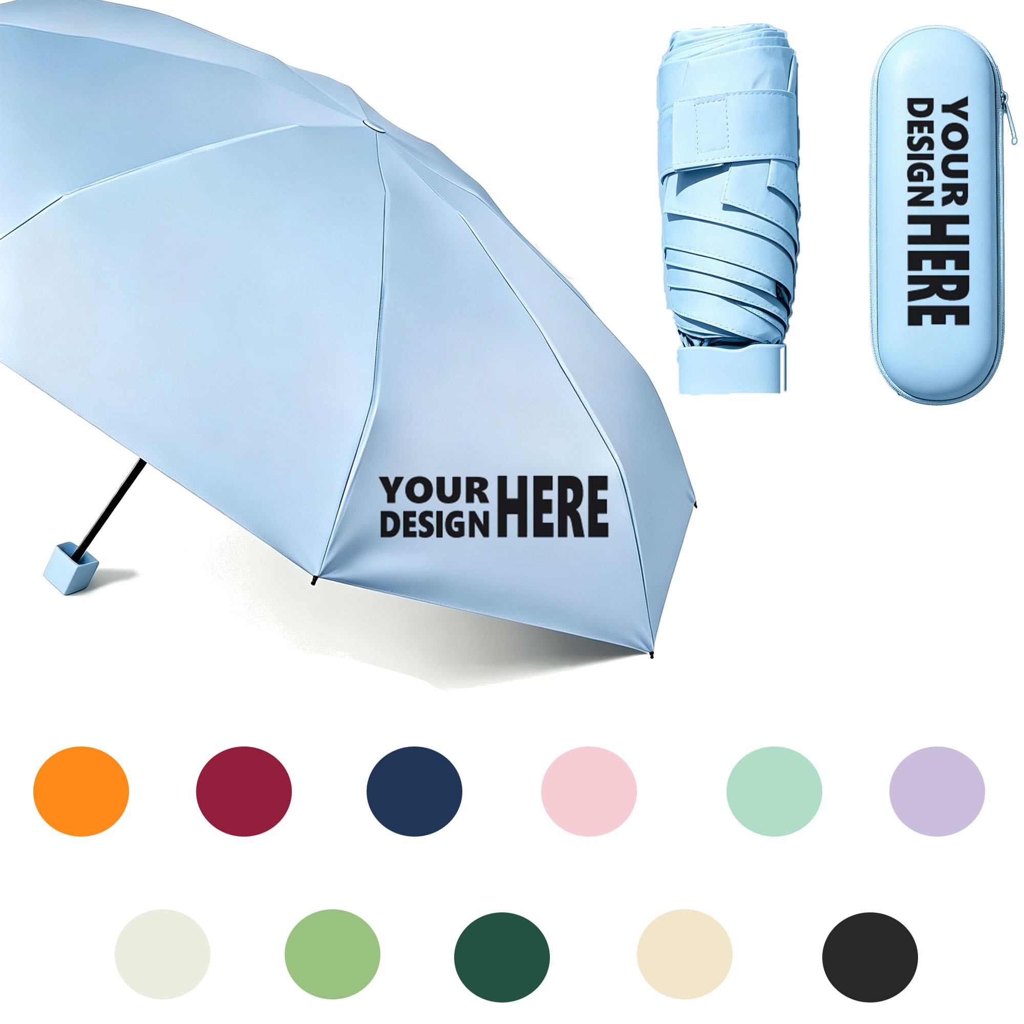 Six Panel Compact Umbrella With Square Handle 2