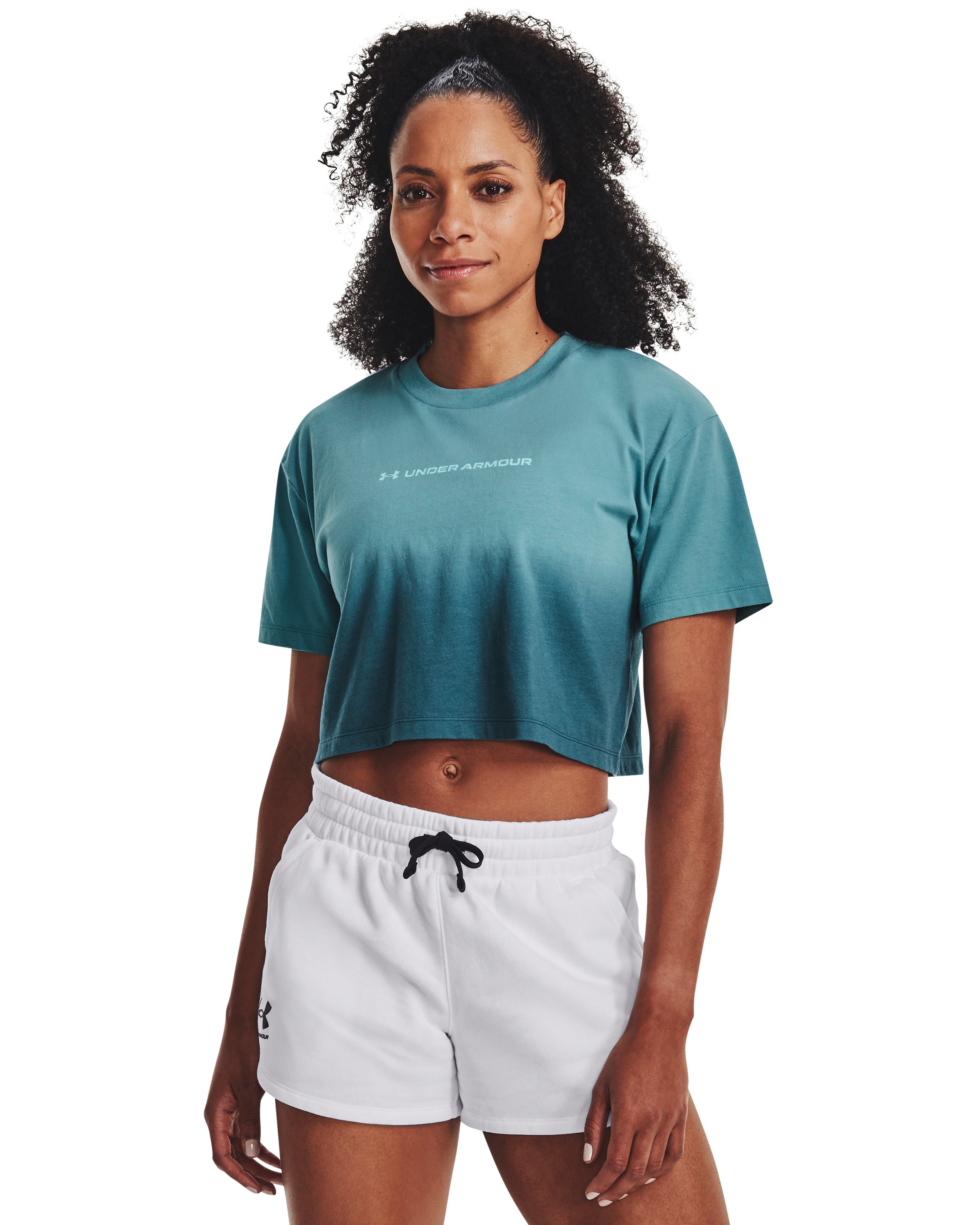 Women's UA Branded Dip Dye Crop Short Sleeve  8