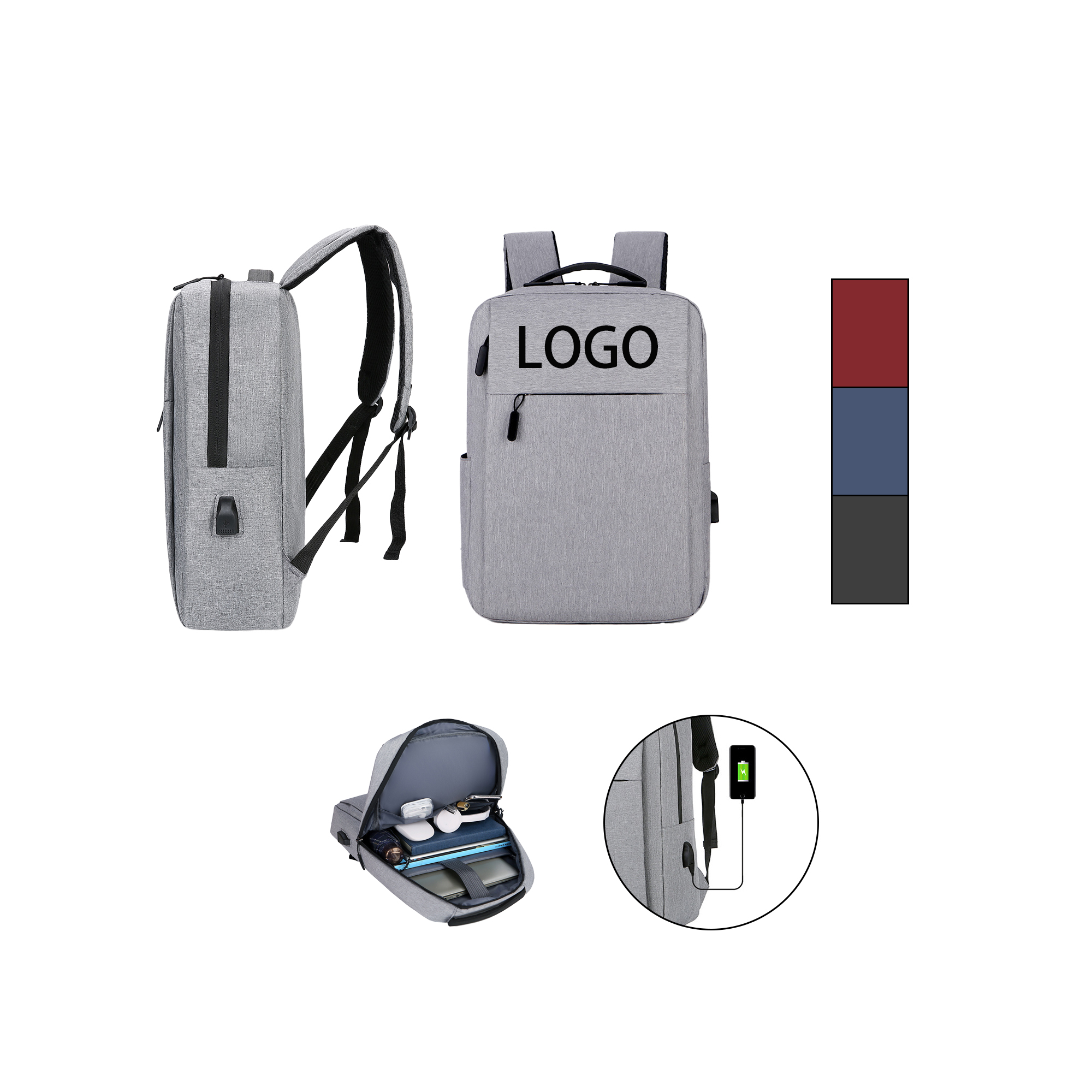 Business Travel Durable Laptops Backpack with USB Charging 4