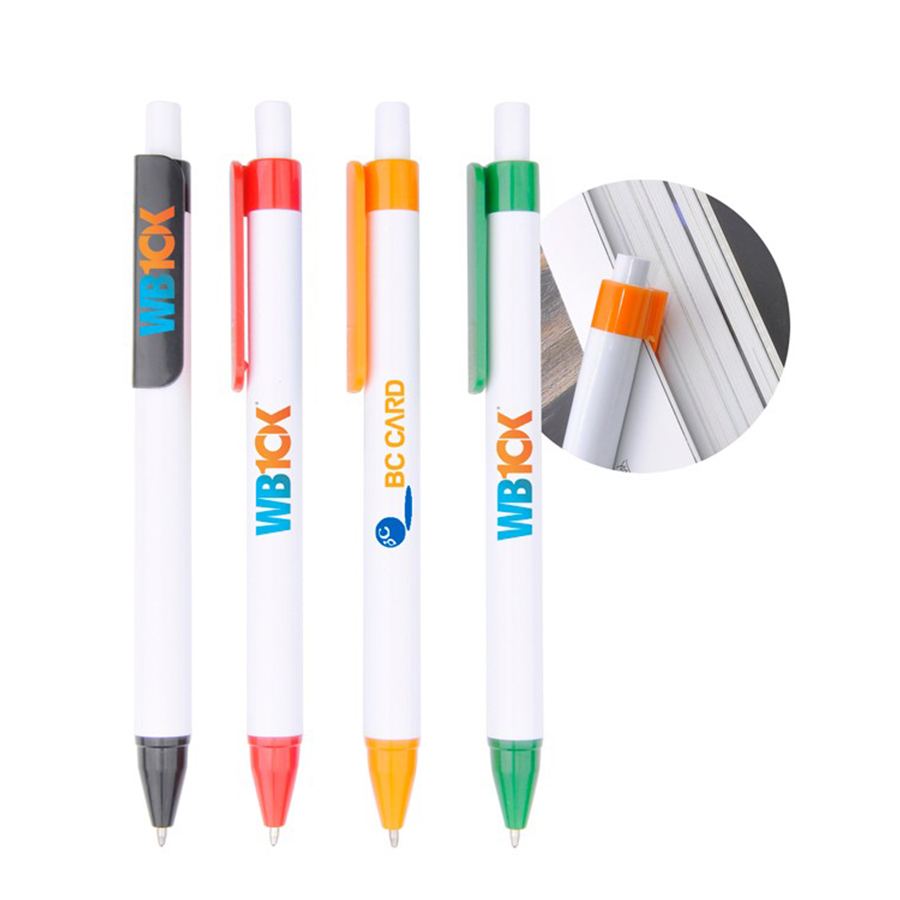 Plastic Ballpoint Pen w/Color Clip 14