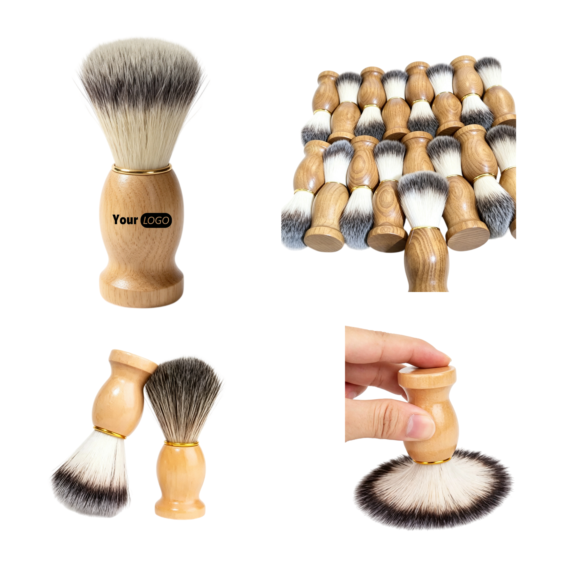 Custom Printed Wooden Handle Facial Hair Brus 2