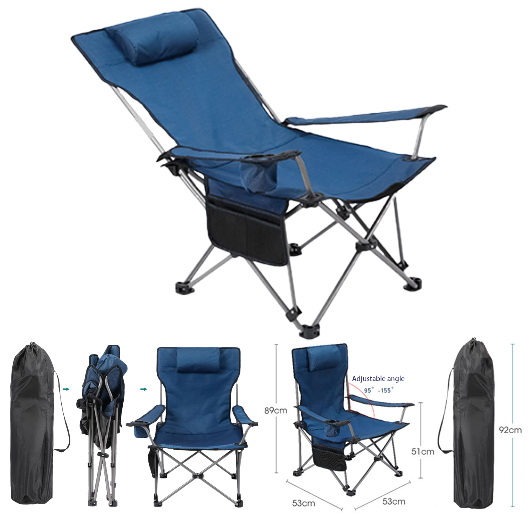 Outdoor Sitting And Lying Dual-purpose Folding Chair With Carry Bag