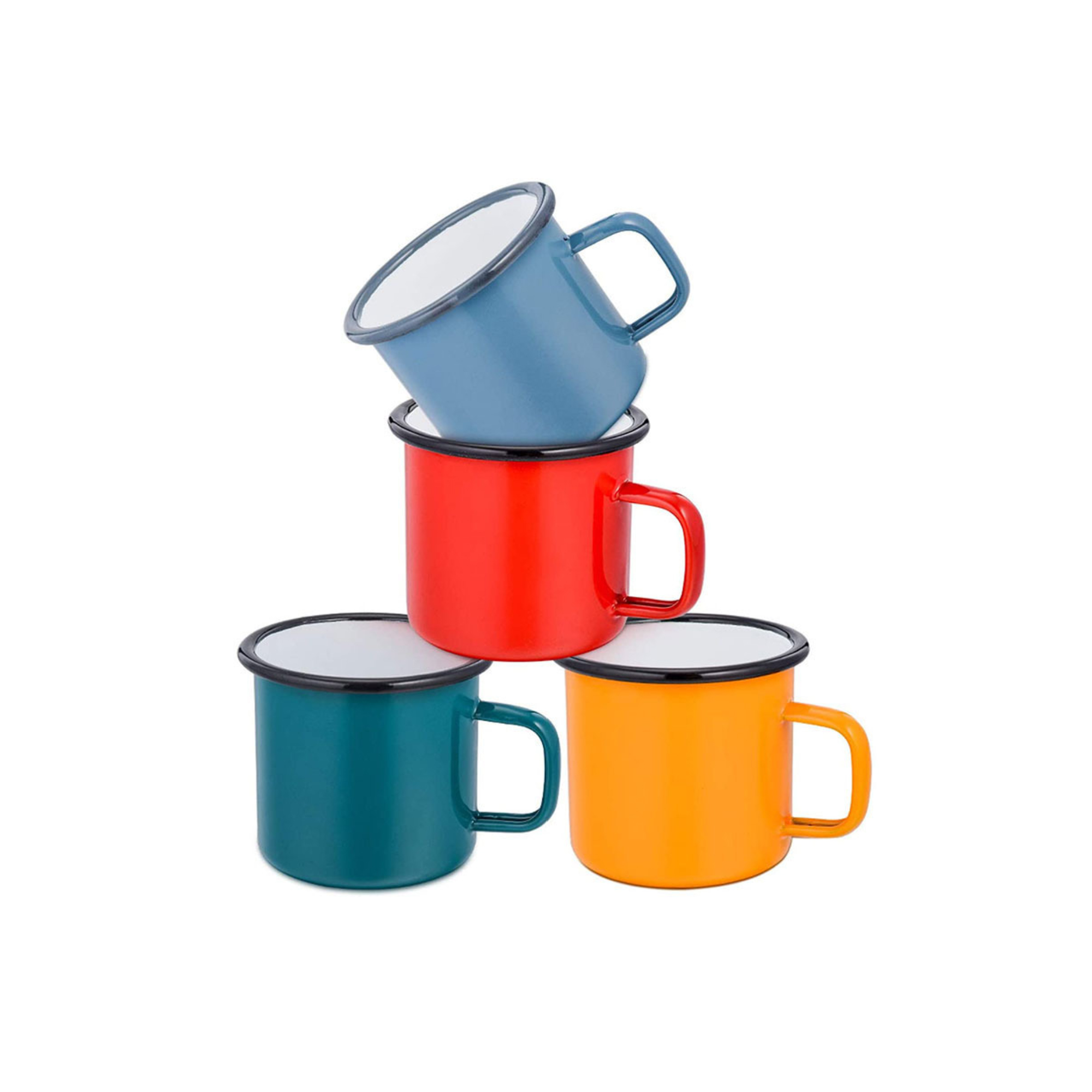 12 OZ Black Rimmed Enamel Mug Without Lid 2