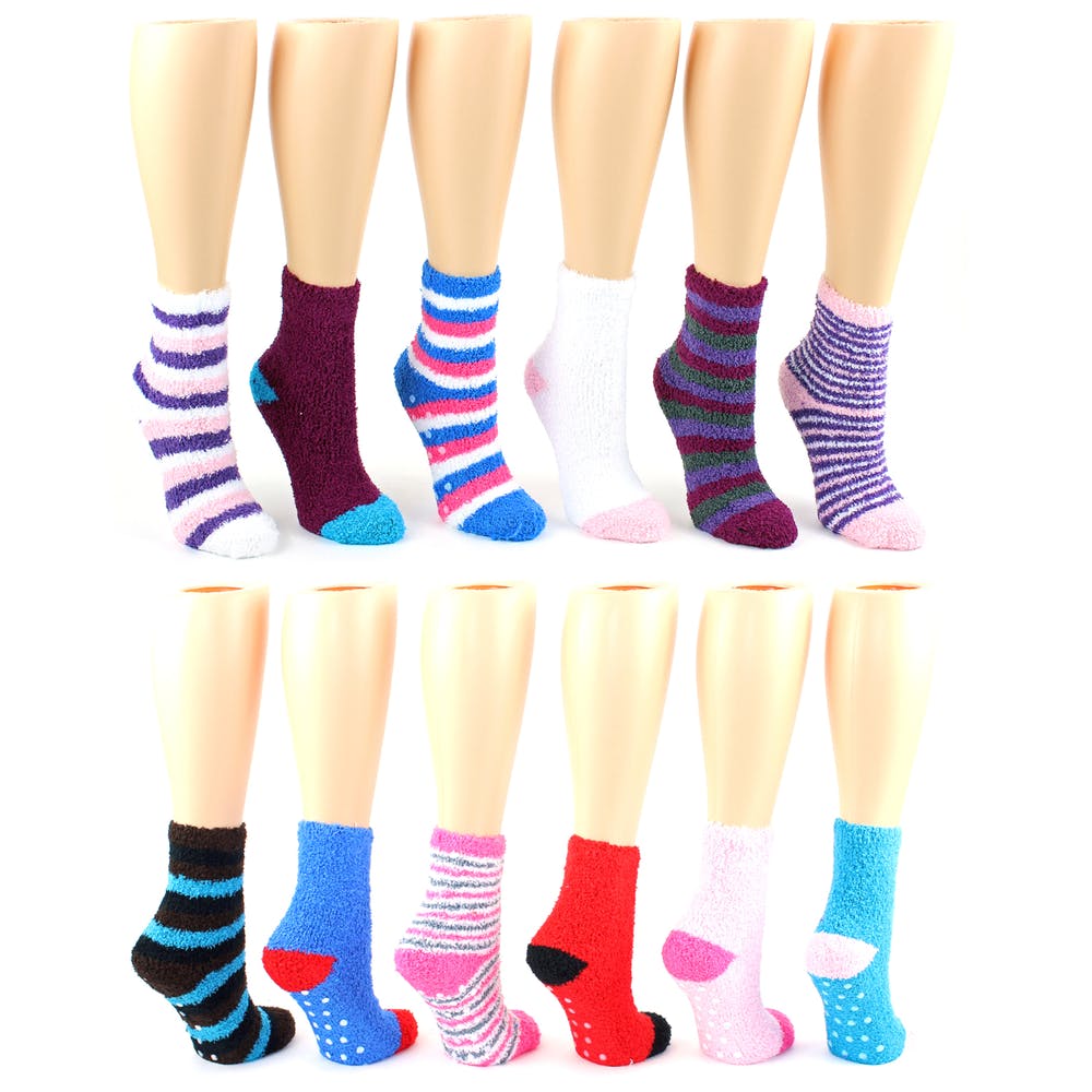 Women's Fuzzy Socks - Size 9-11 with Grips 2