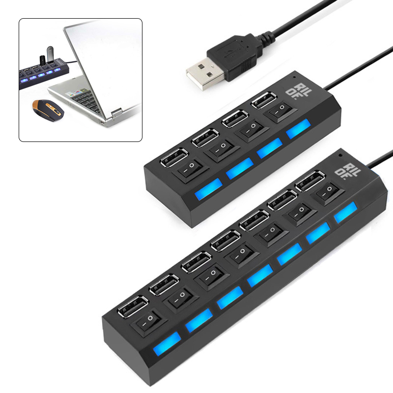 High Speed 7 Ports LED USB 2.0 Adapter Hub 5