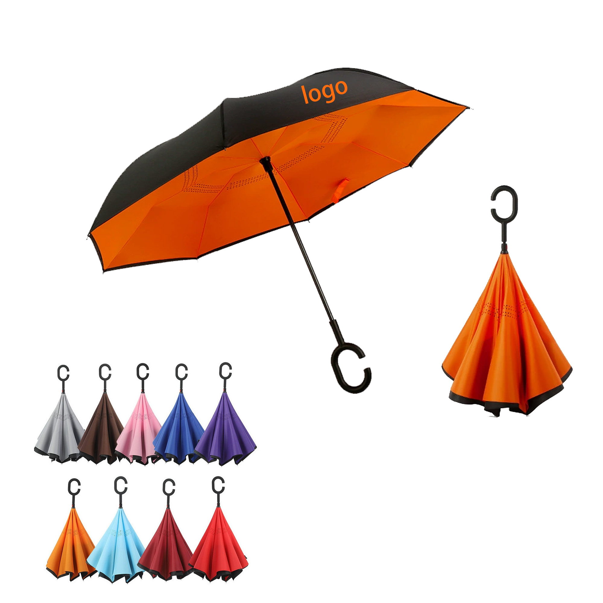 49"Double Layer Inverted Reverse Umbrella