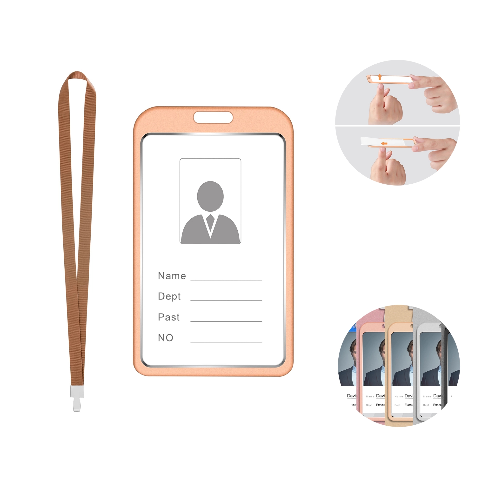 Metal ID Card Badge Holder with Lanyard