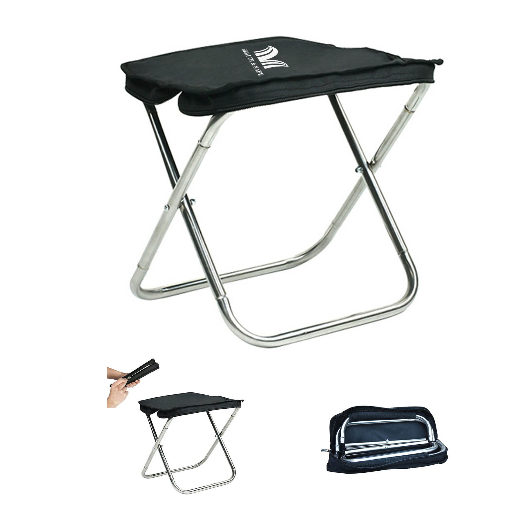 Portable Folding Stool Camping Chair with Storage Bag