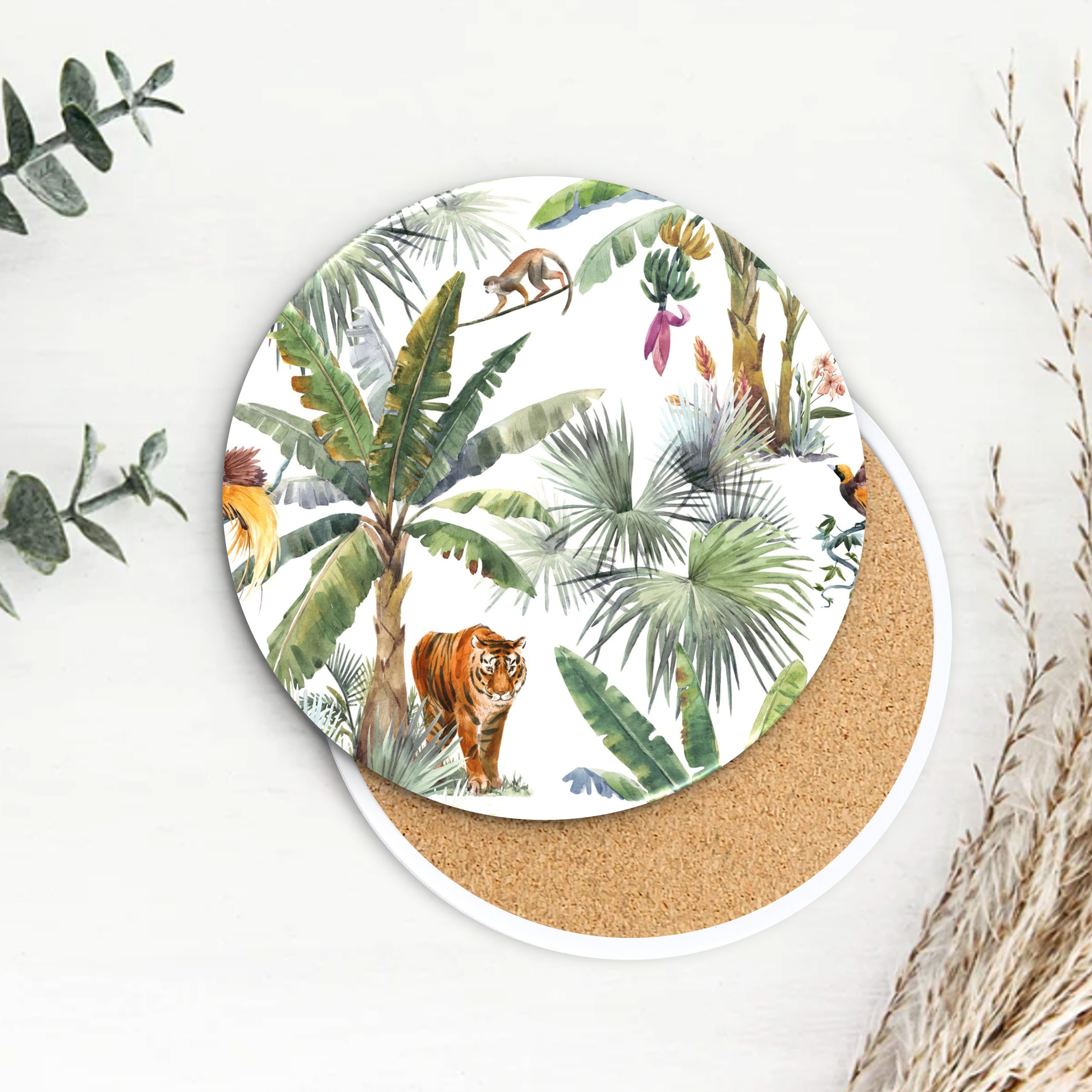 Semi-Gloss White Ceramic Round Coaster 20