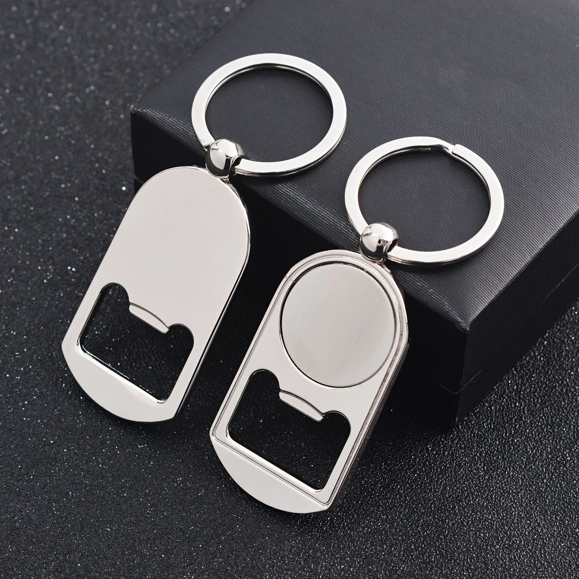 Metal bottle opener keychain, double sided custom logo print 2