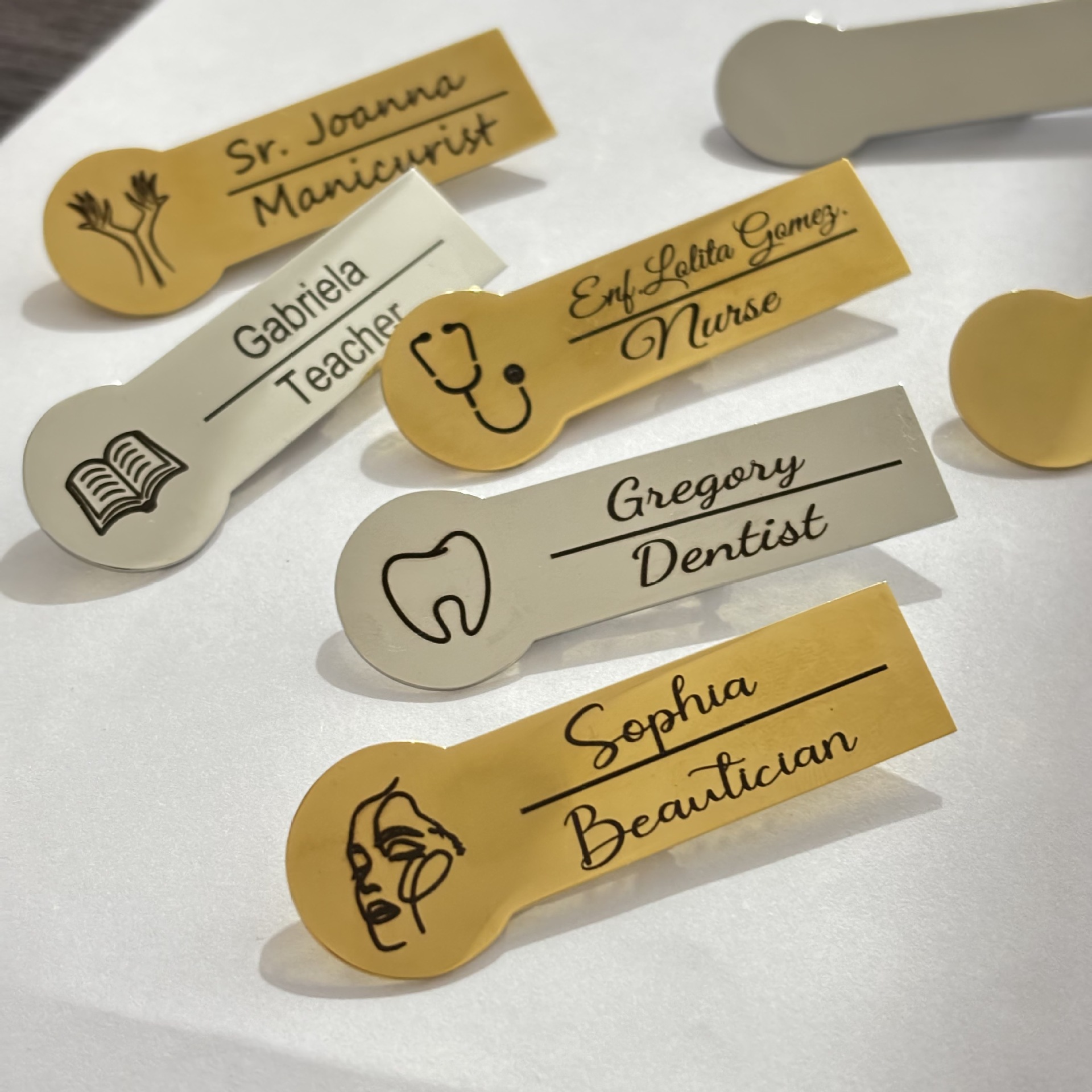 Engravable Stainless Steel Rectangular Name Badge Brooch