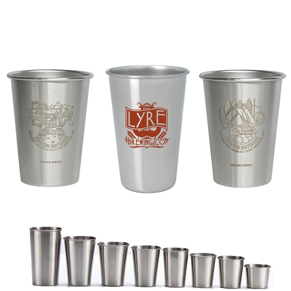 Imprinted Stainless Steel Pint Cups 12-16 oz