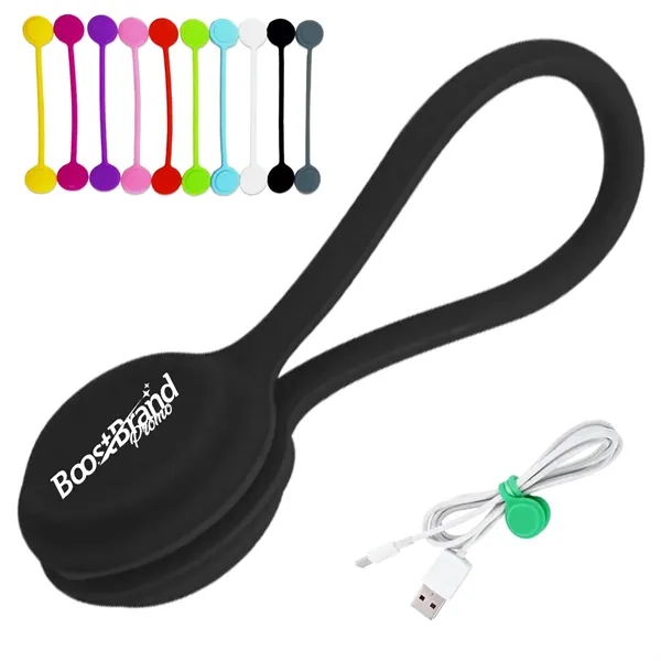 Custom Silicone Magnetic Cable Organizer Ties — Multi-Purpose Cord Management Accessory